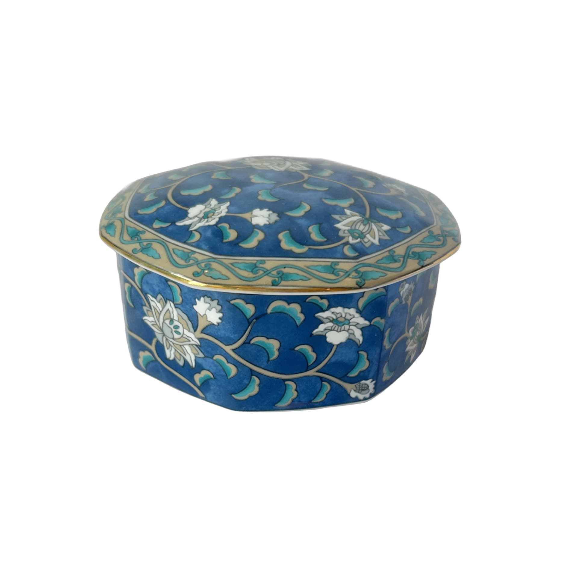 Vintage Blue Porcelain Trinket Box