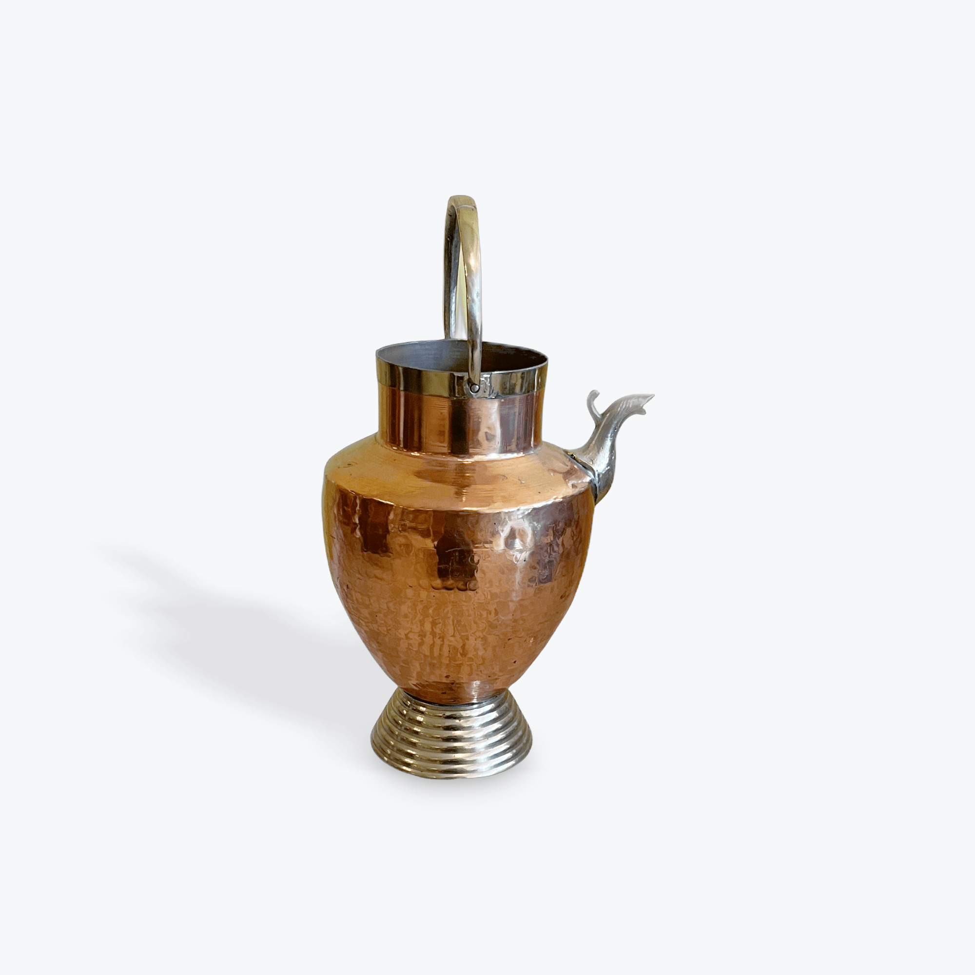 Vintage Copper & Brass Pitcher with Duck Pouring Spout and Handle