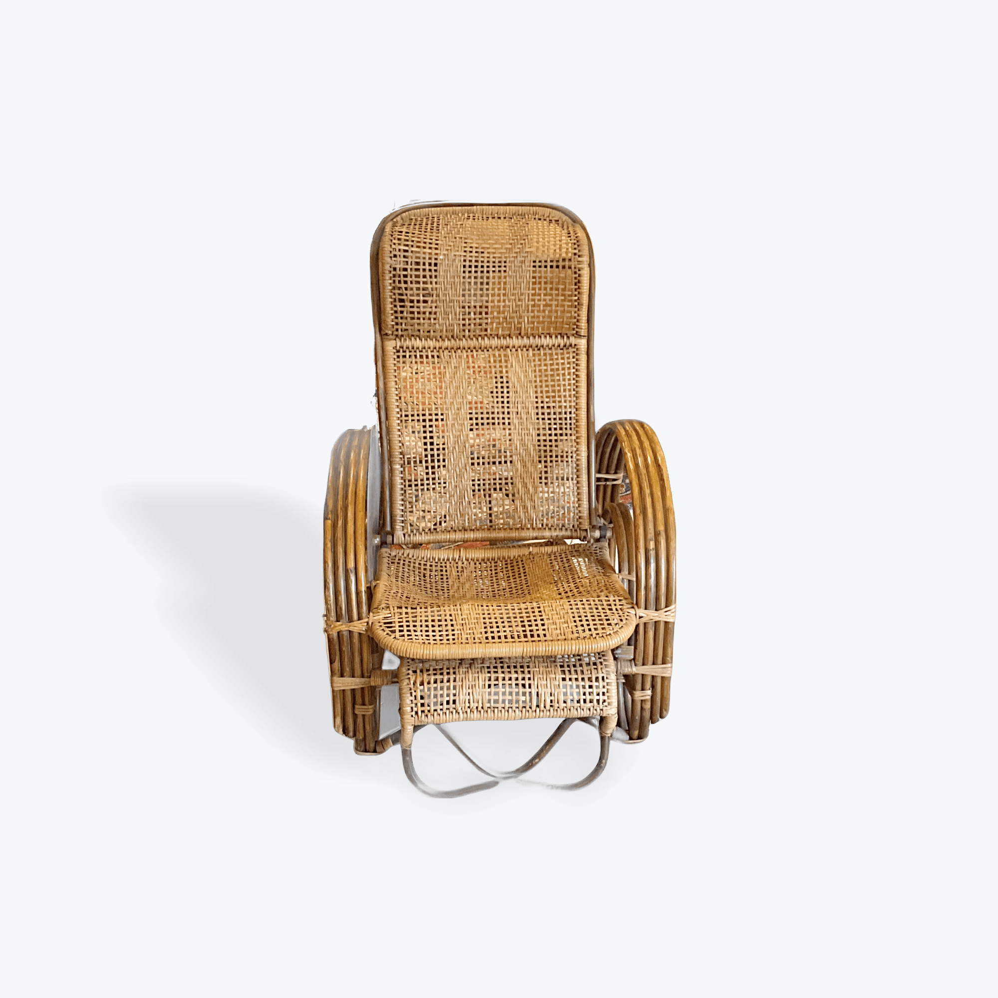 Vintage 1940's Deco Rattan Reclining Chair