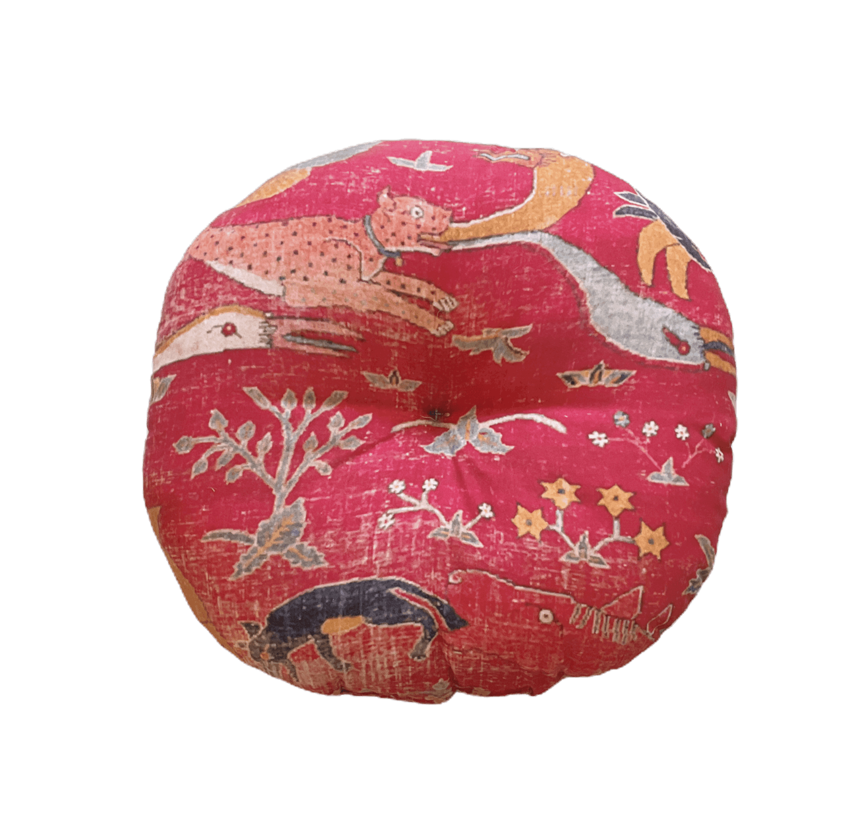 Large Red Round Printed Safari Pillow