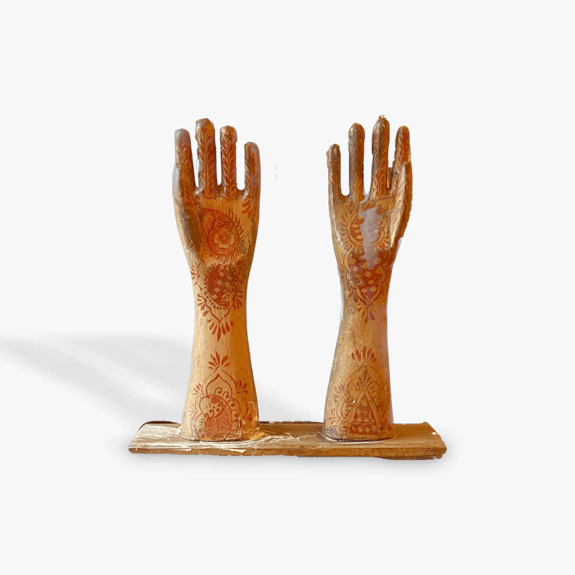 Wooden Hand Sculpture featuring Henna Designs Indian