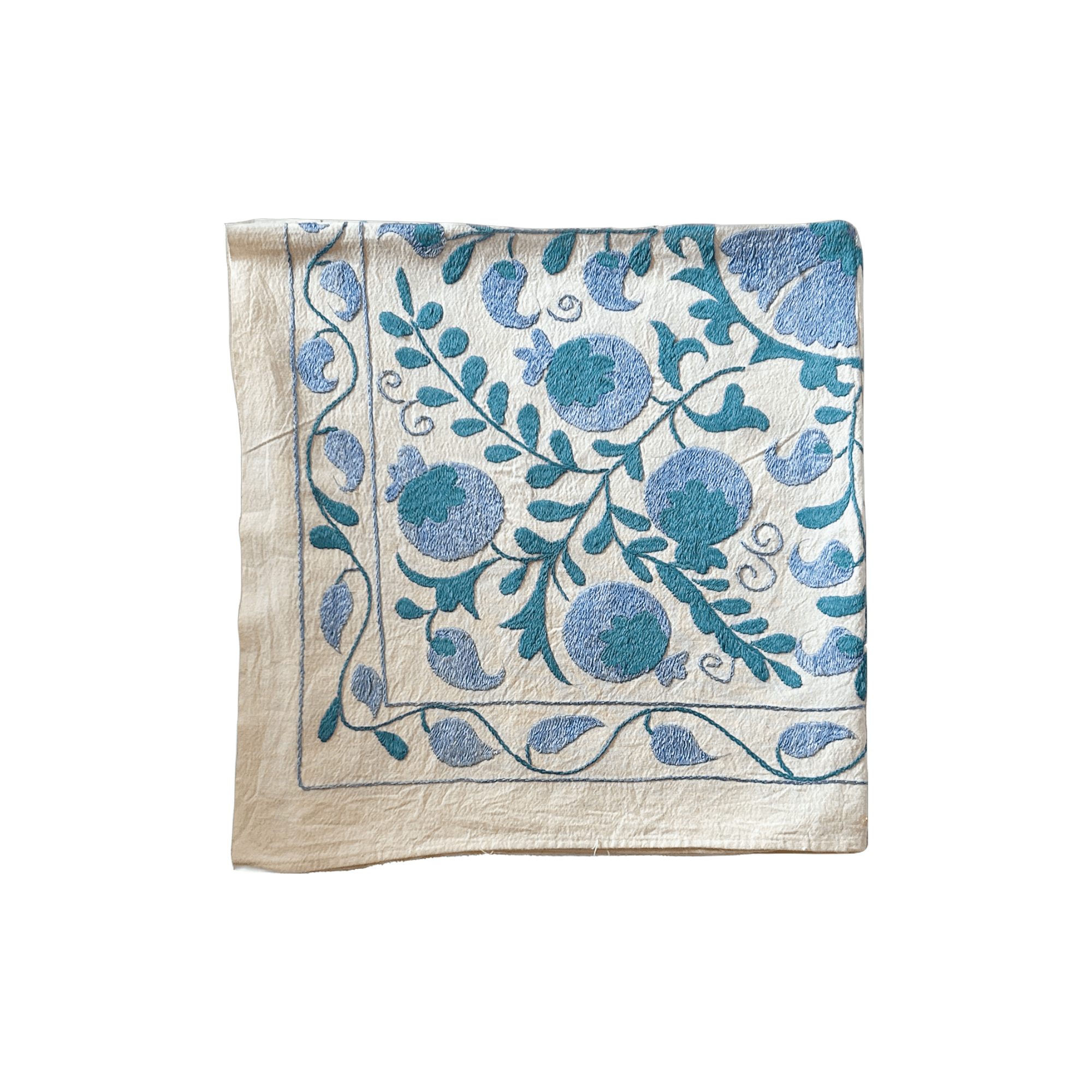 Blue & White Silk Suzani Textile