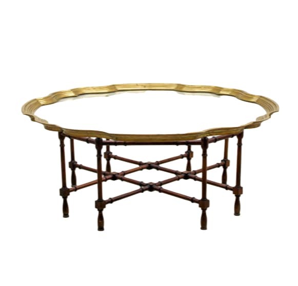 Hollywood Regency Brass and Glass Coffee Table