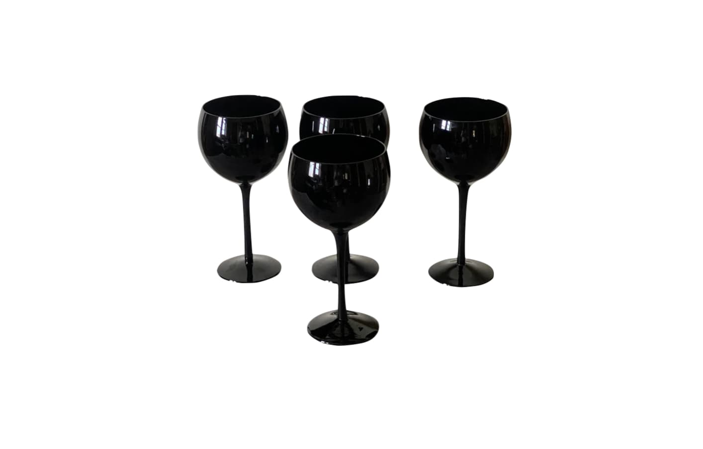 Set of 10 Long-Stemmed Onyx Wine Glasses 1960s
