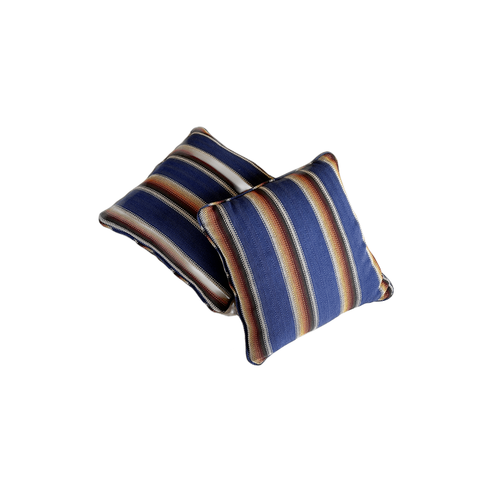 Pair of Navy Striped Throw Pillows with Piping (New)