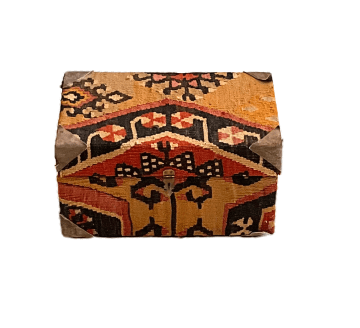 Antique Kilim Covered Hinged Box