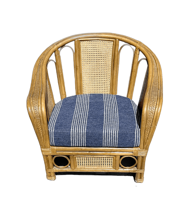 Turned Bamboo and Caned Lounge Chair circa 1930's l Philippines