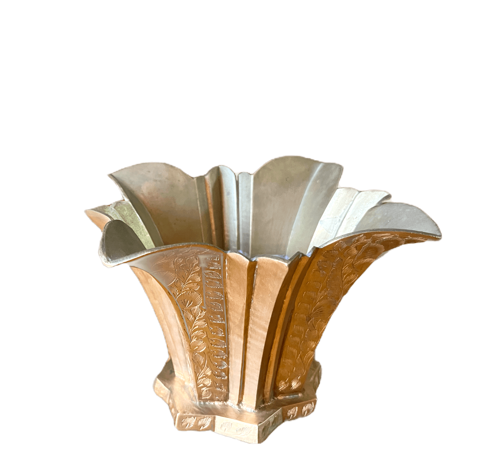 Art Deco Brass Fluted Cachepot