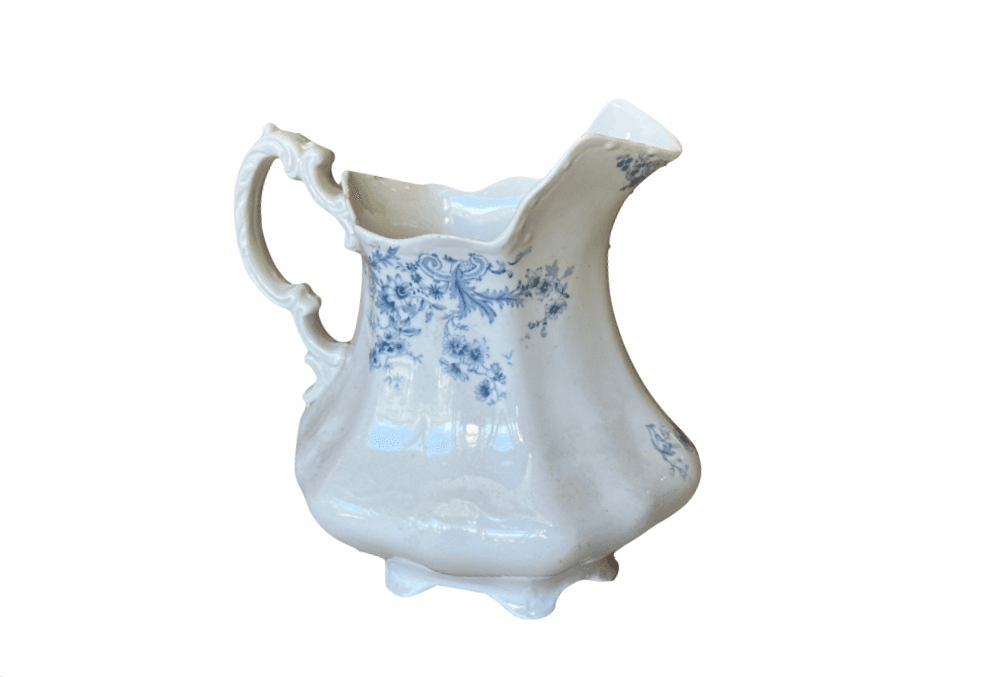 Vintage White and Blue Ceramic Pitcher/Vase