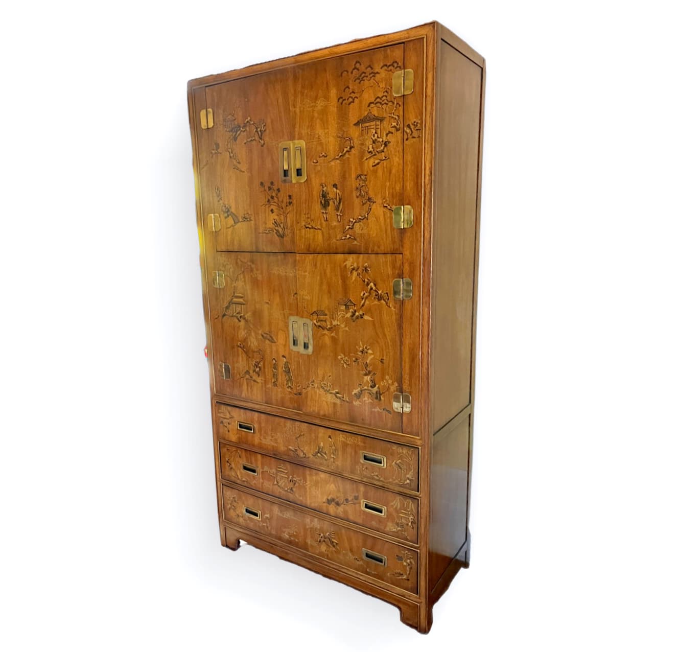 1970s Drexel Heritage Chinoiserie Armoire Dresser