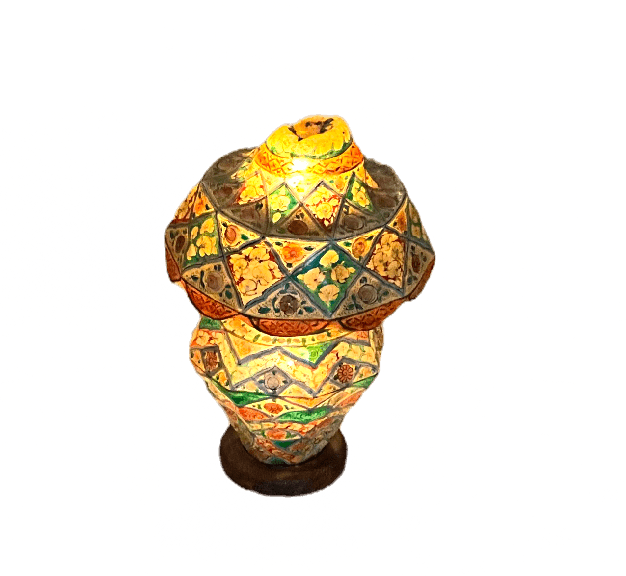 1960's Hand-painted on Camel Skin Parchment Lamp