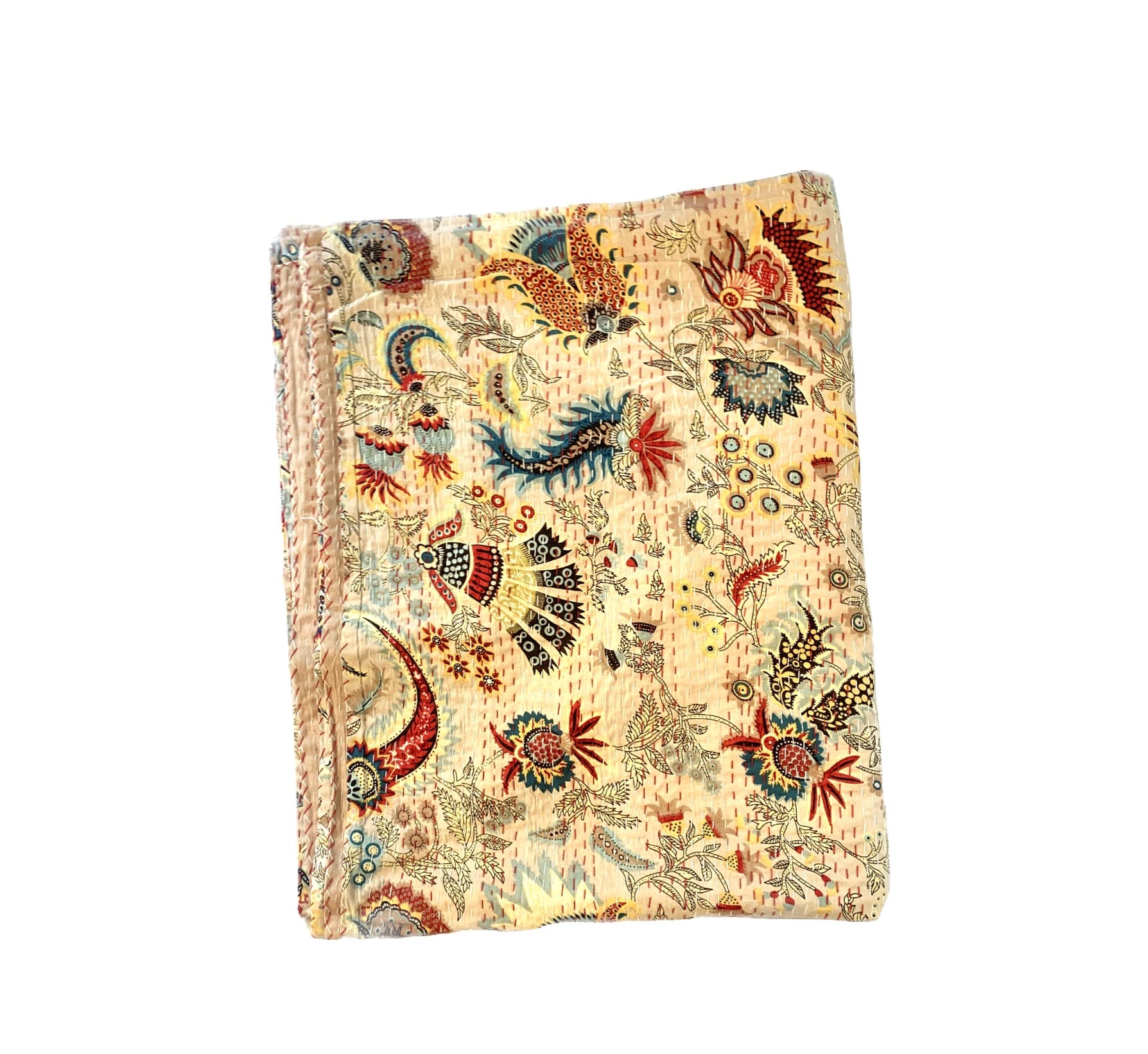 Cream Kantha Quilt / India