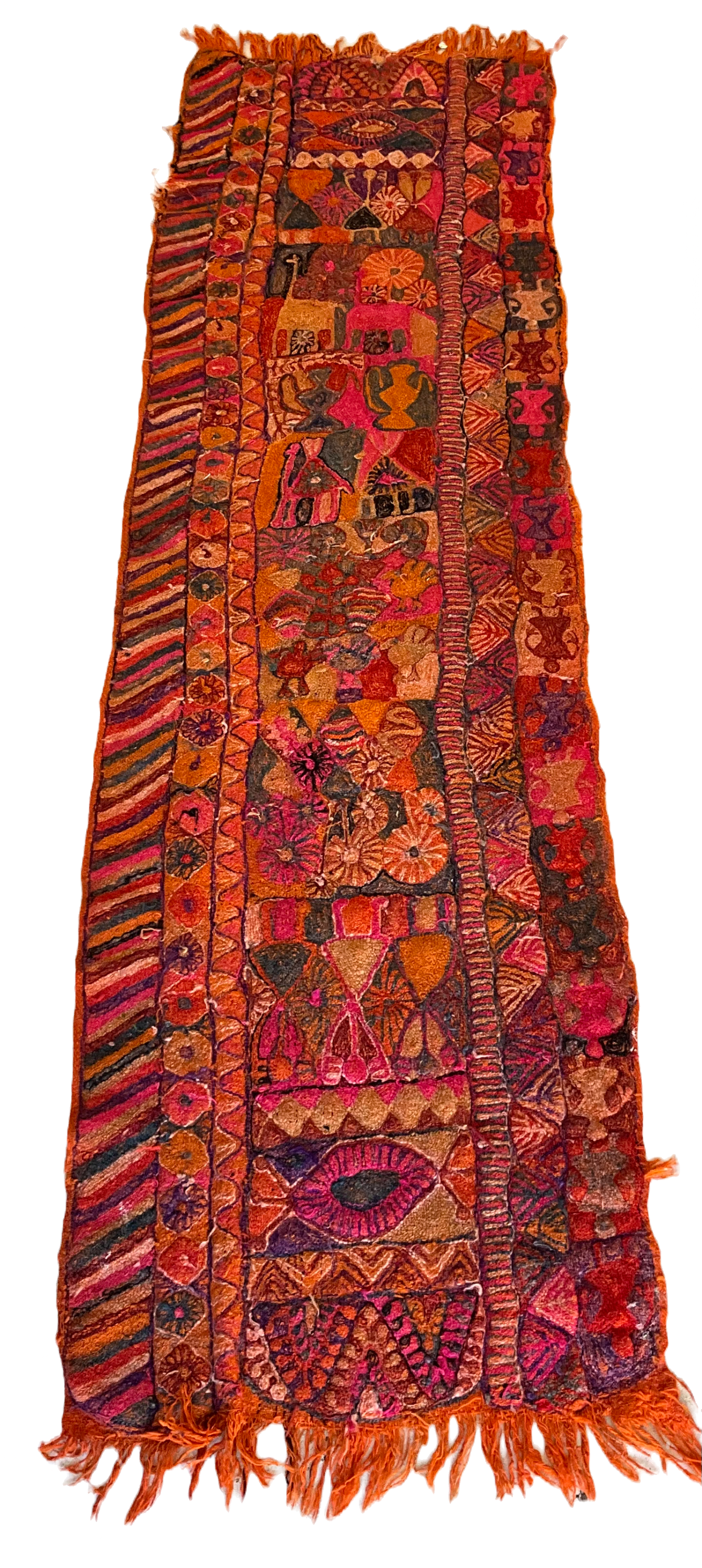 Vintage Pink, Green, Orange Samawa Runner / Iraq