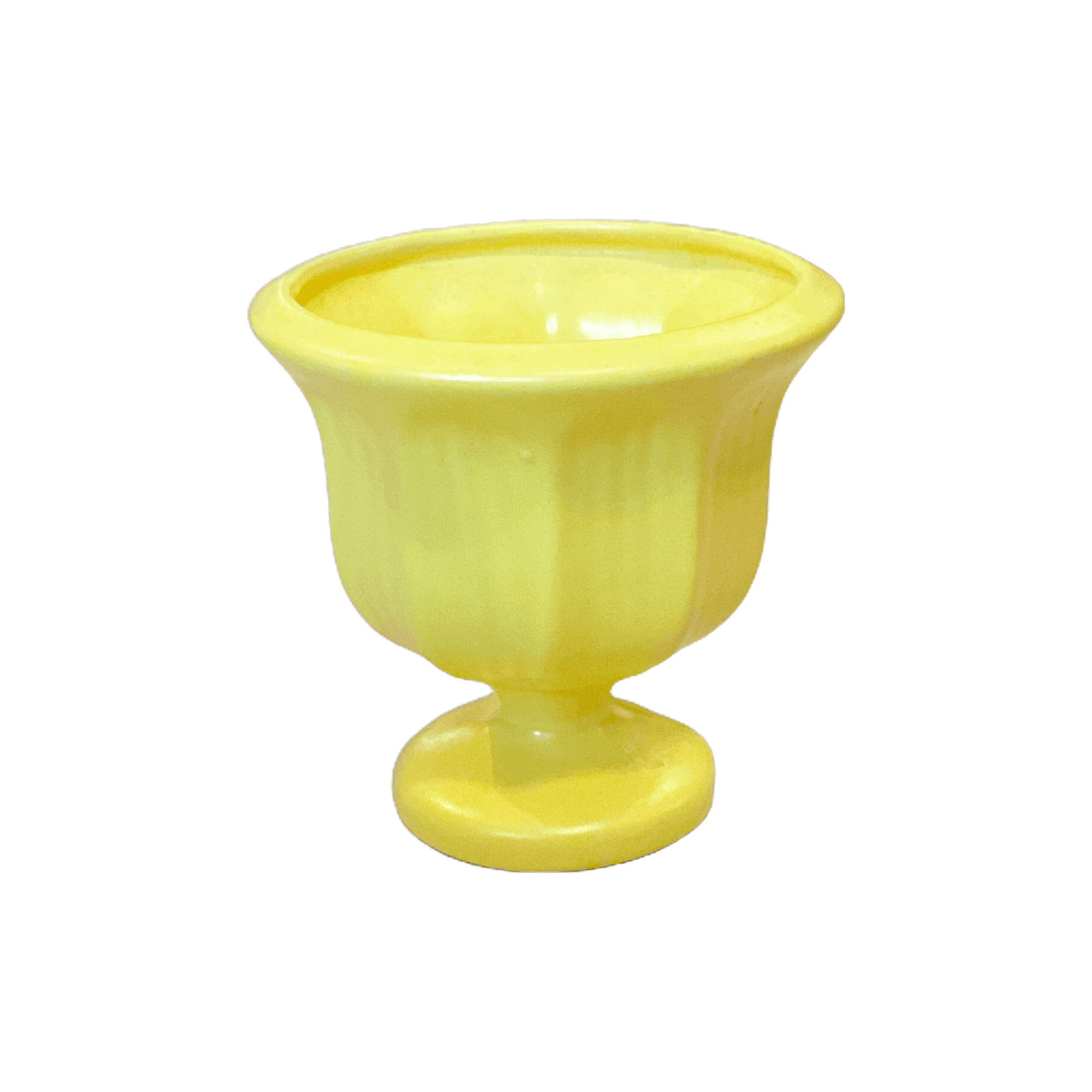 Yellow Mid Century Small Ribbed Pedestal Vase