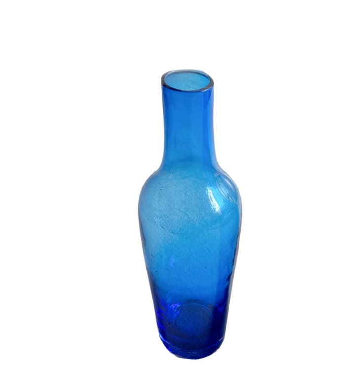 Blue Bottle Shaped Glass Vase