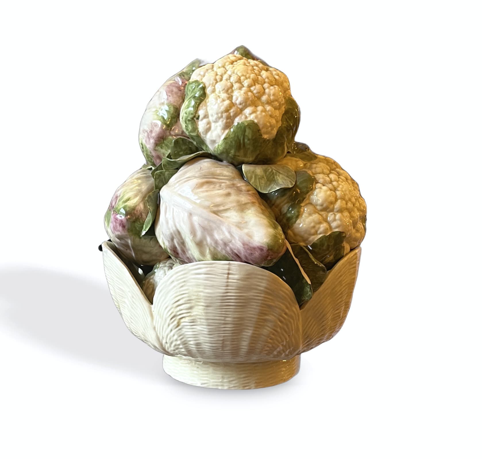 Majolica Cauliflower & Cabbage Centerpiece