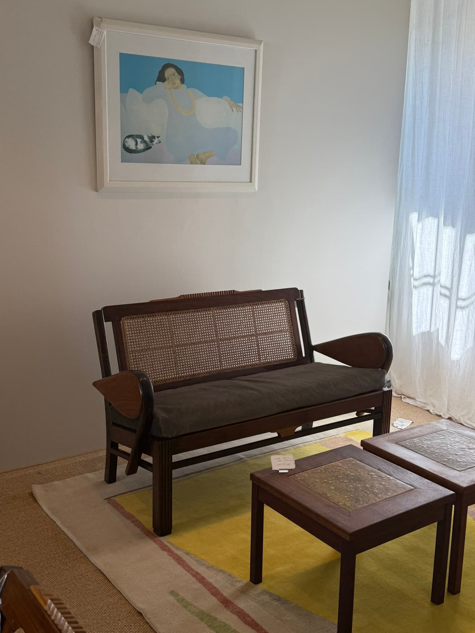 Antique Balinese Settee with Mohair Cushion
