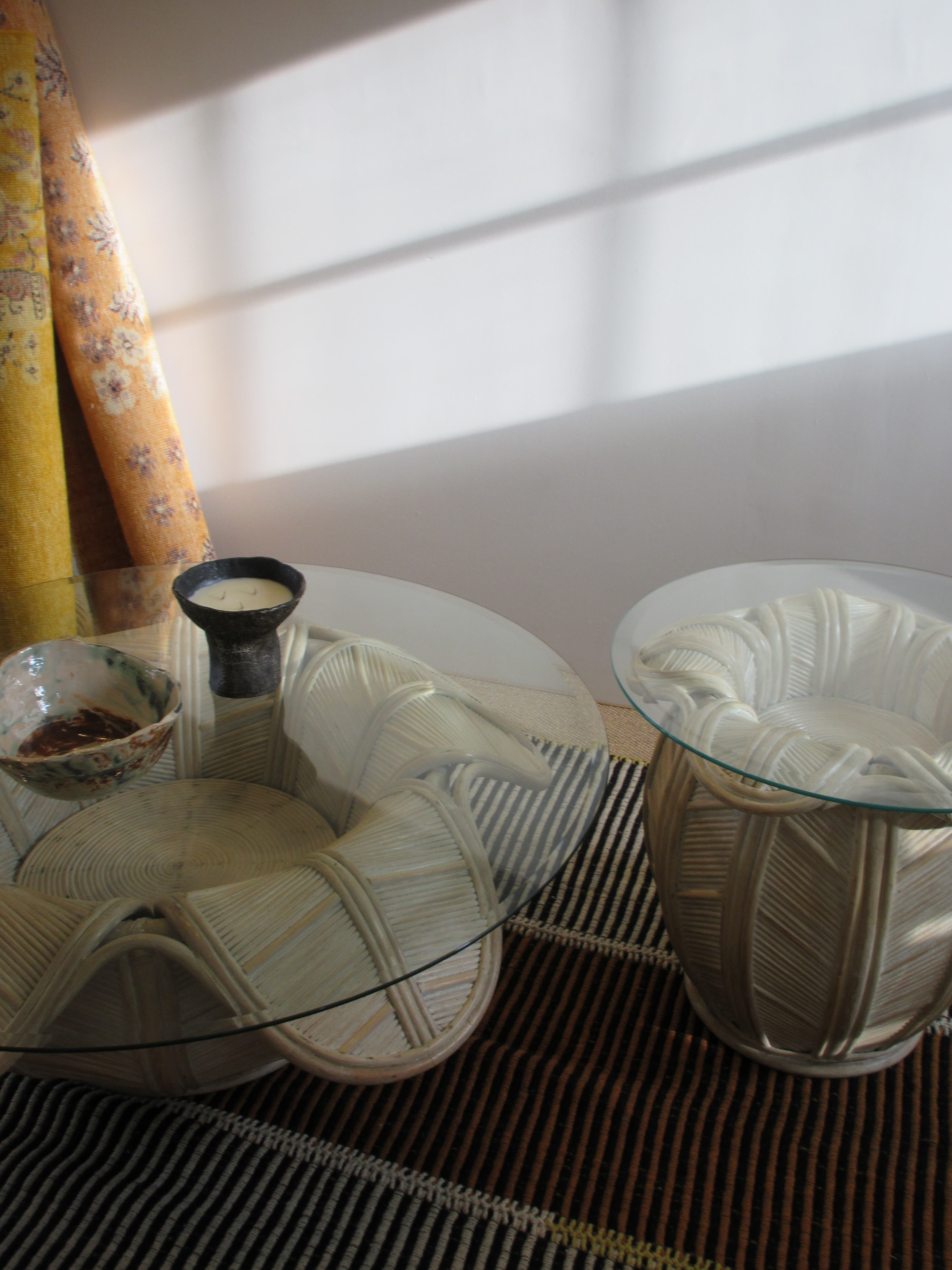 Vivai Del Sud Pencil Reed Coffee Table + Side Table