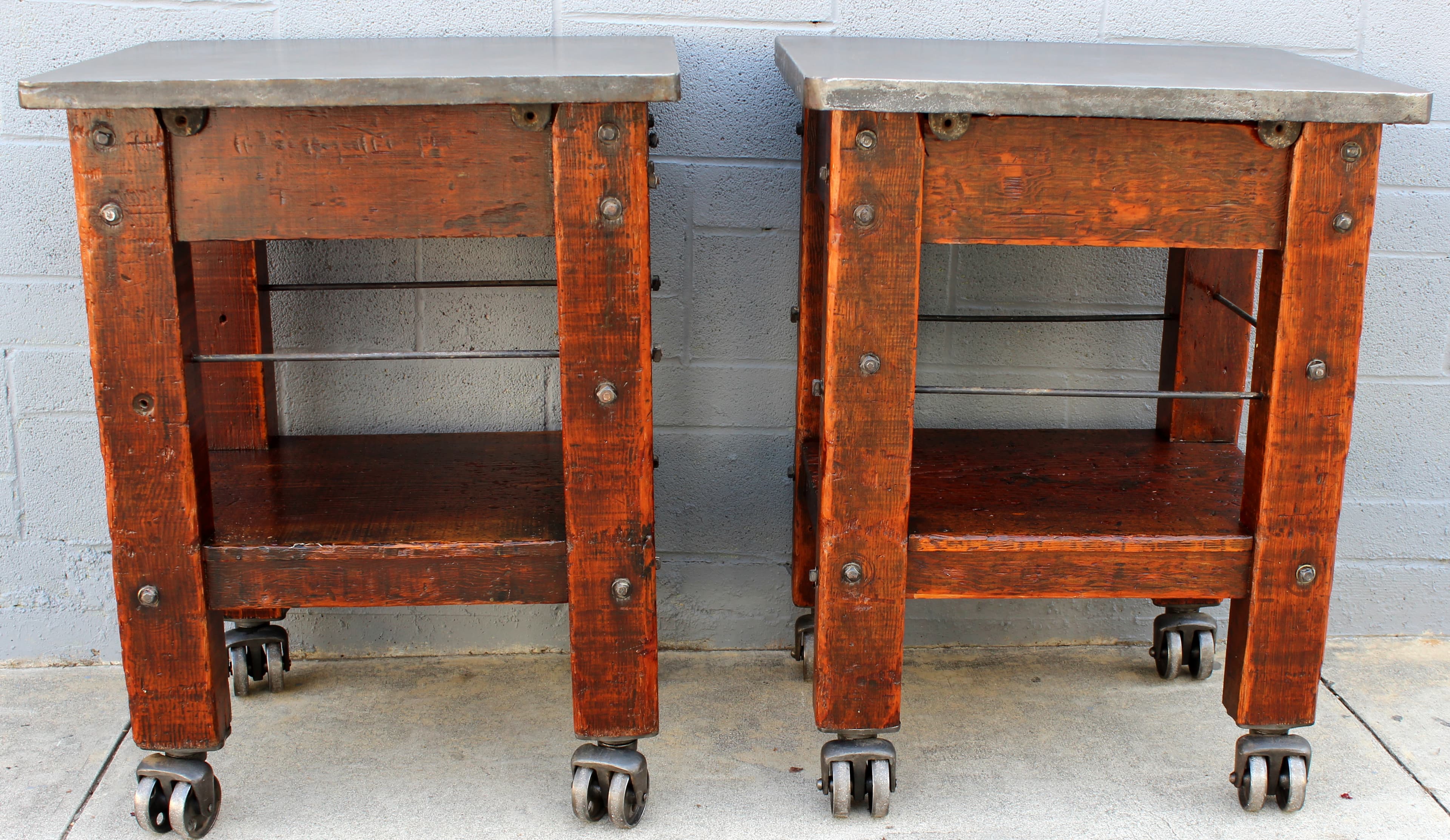 Pair Industrial Turtle Tables