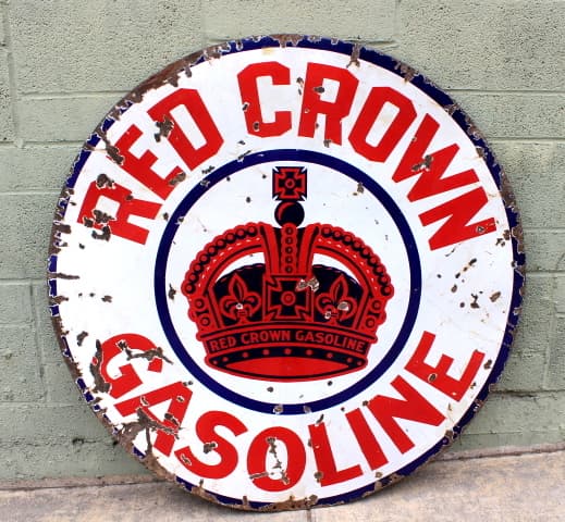 Porcelain Red Crown Gasoline Sign