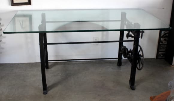 Industrial / Modern Glass Top Table