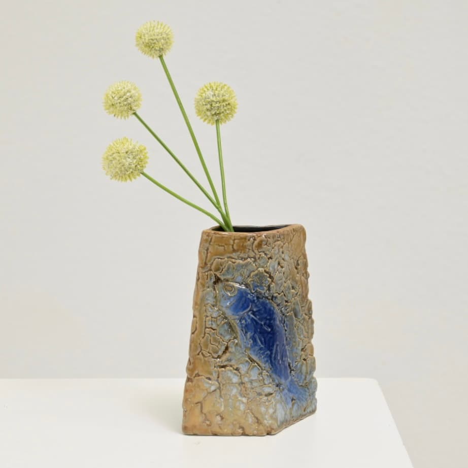 Asymmetric Art Pottery Vase - Tenmoku Pottery, Malaysia