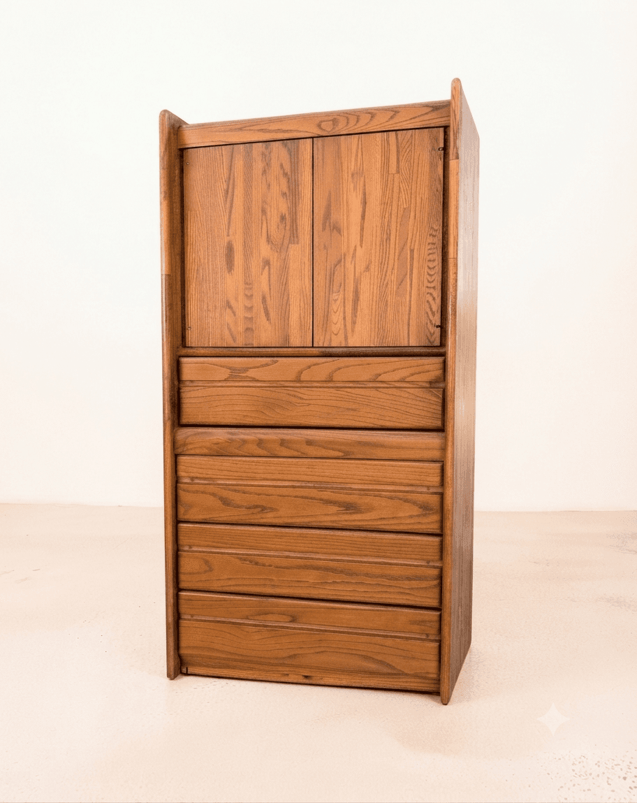Vintage Post Modern Oak Dresser Chest