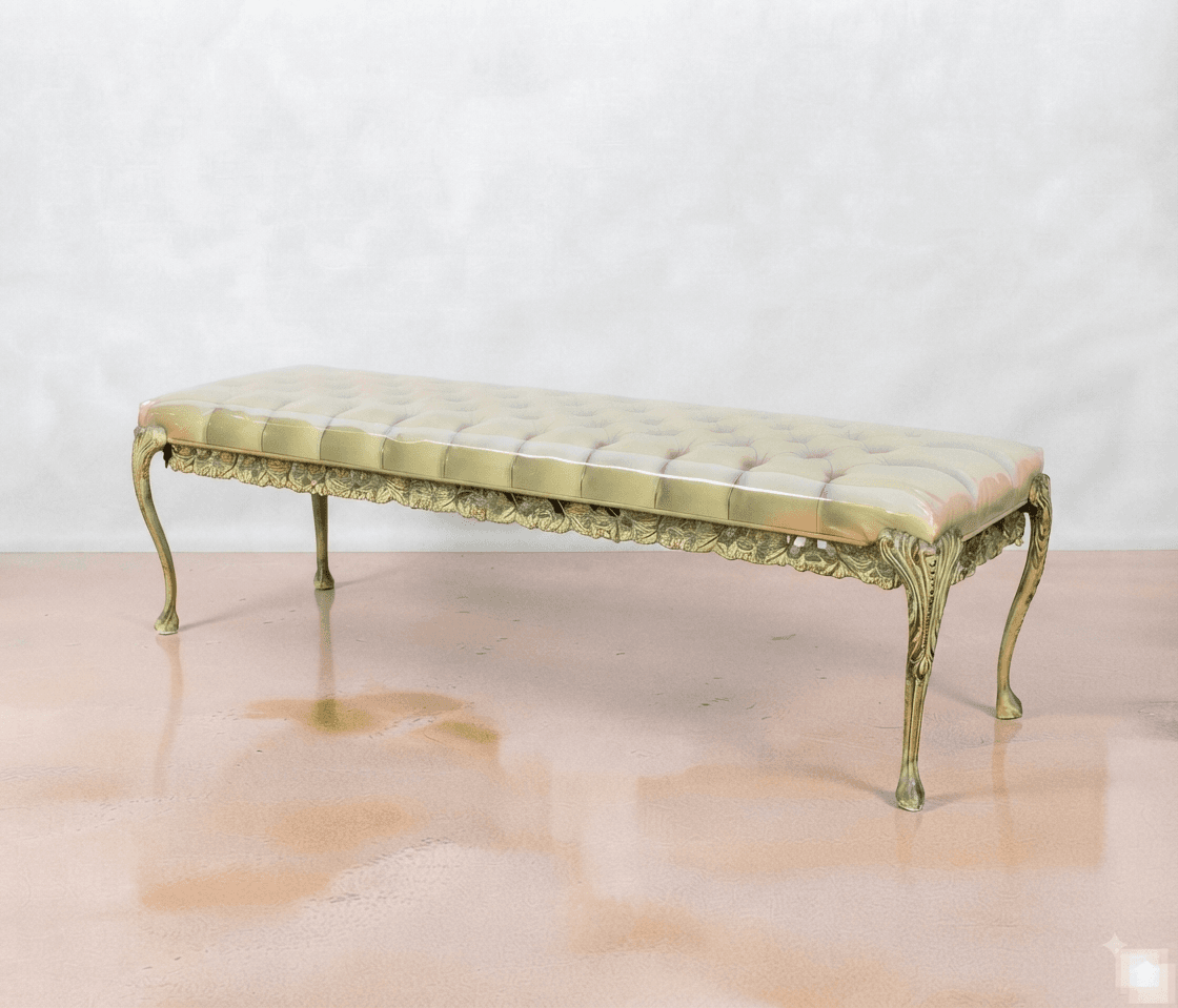 Vintage Hollywood Regency Tufted Bench