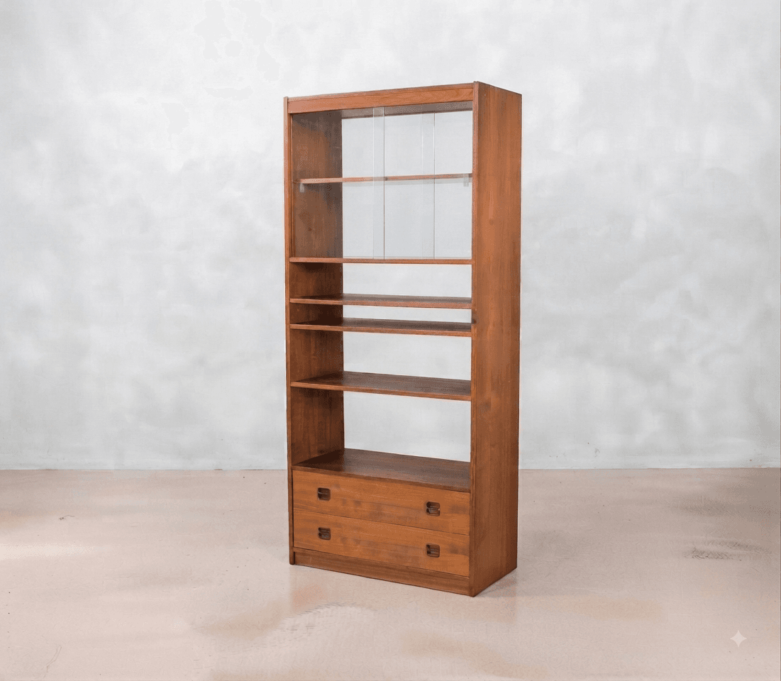 Mid Century Danish Teak Double Sided Bookcase / Room Divider