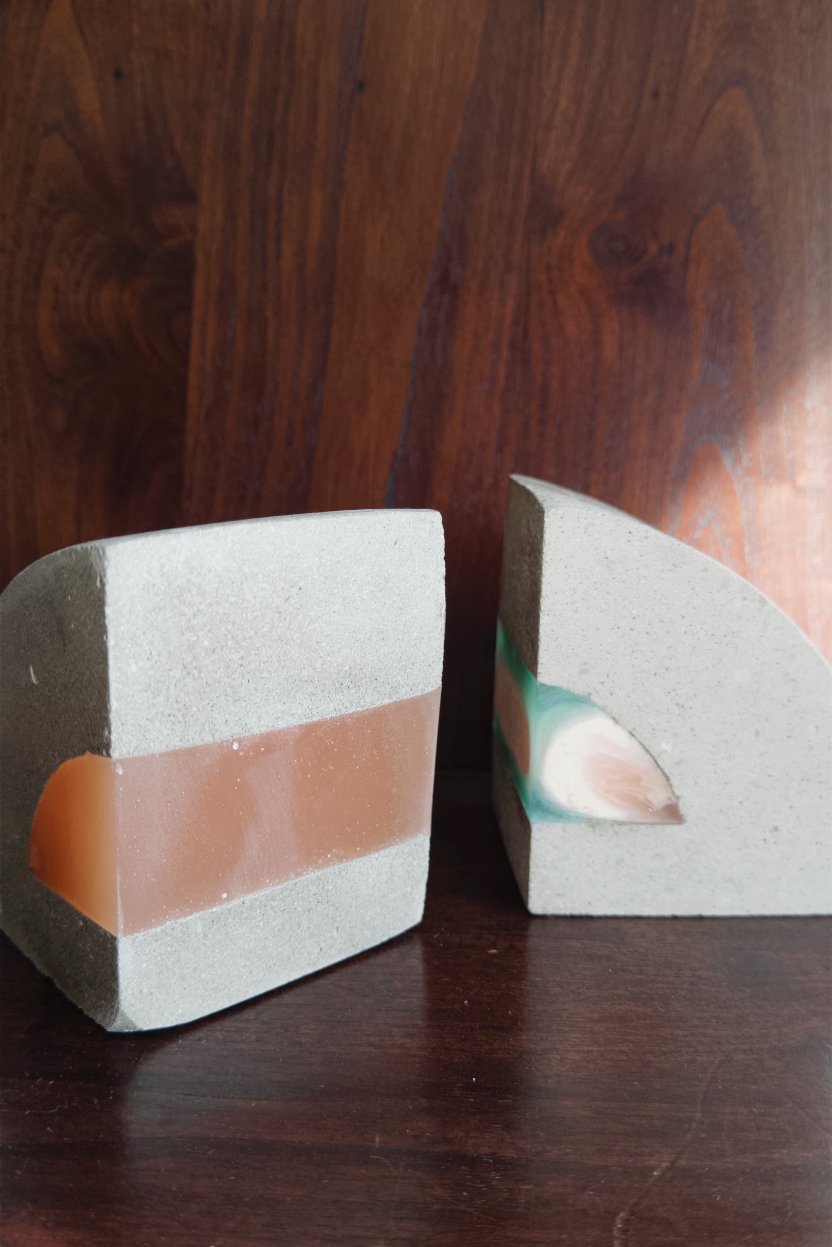 Pair of Concrete Peach & Cream Arches Bookends