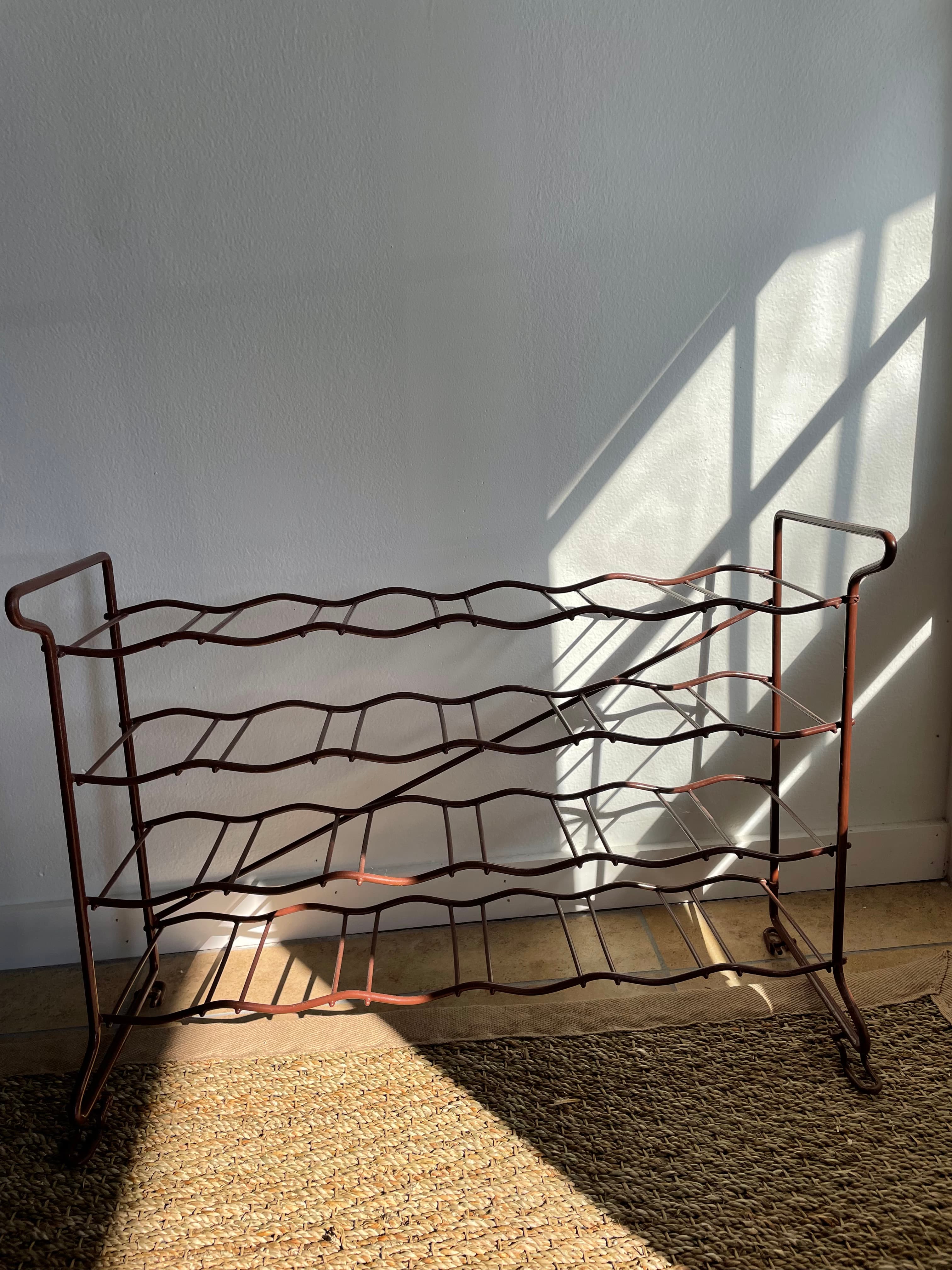 French Abstract Maroon Wine Rack