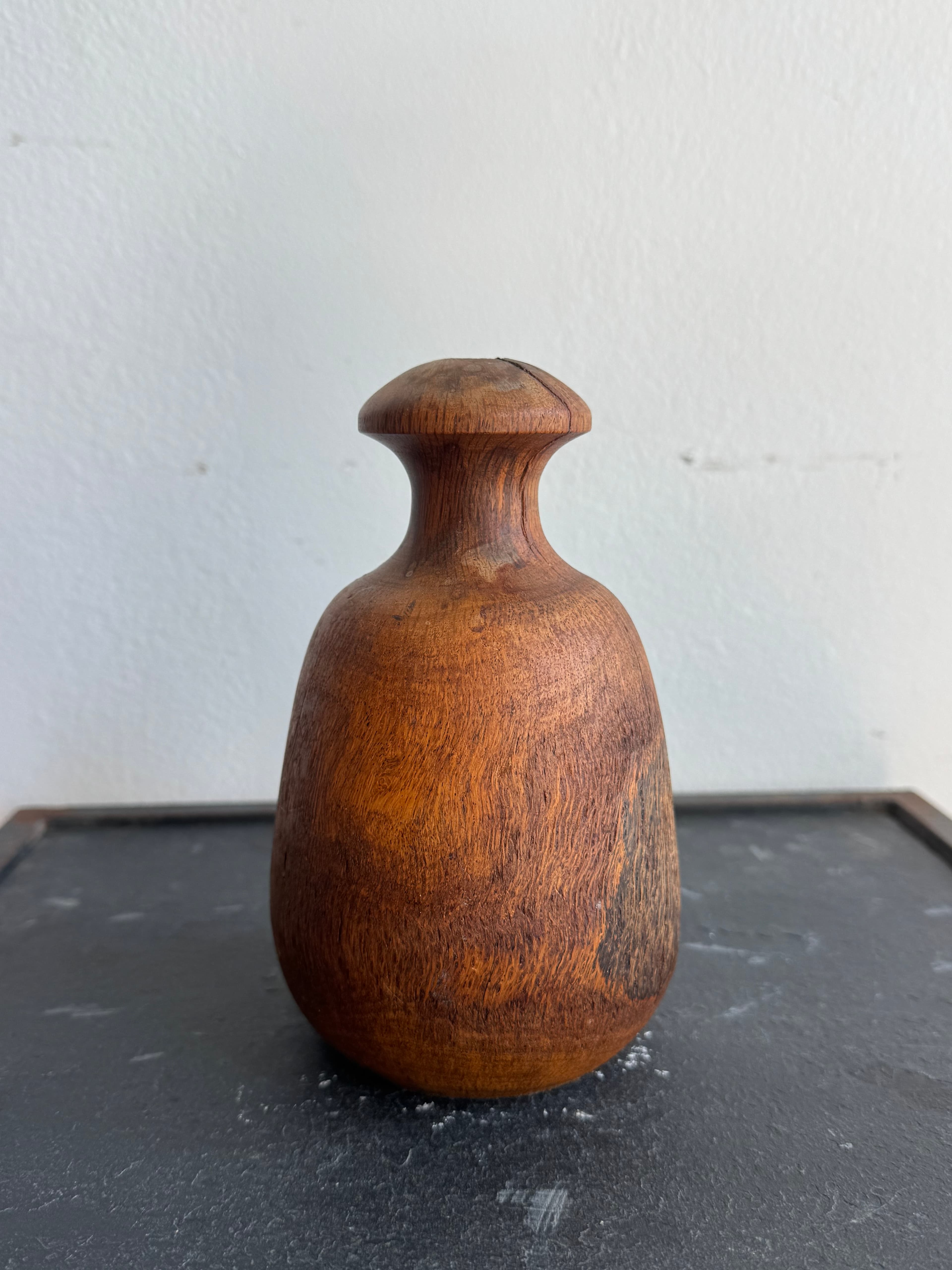 Vintage wooden hand-carved bud vase