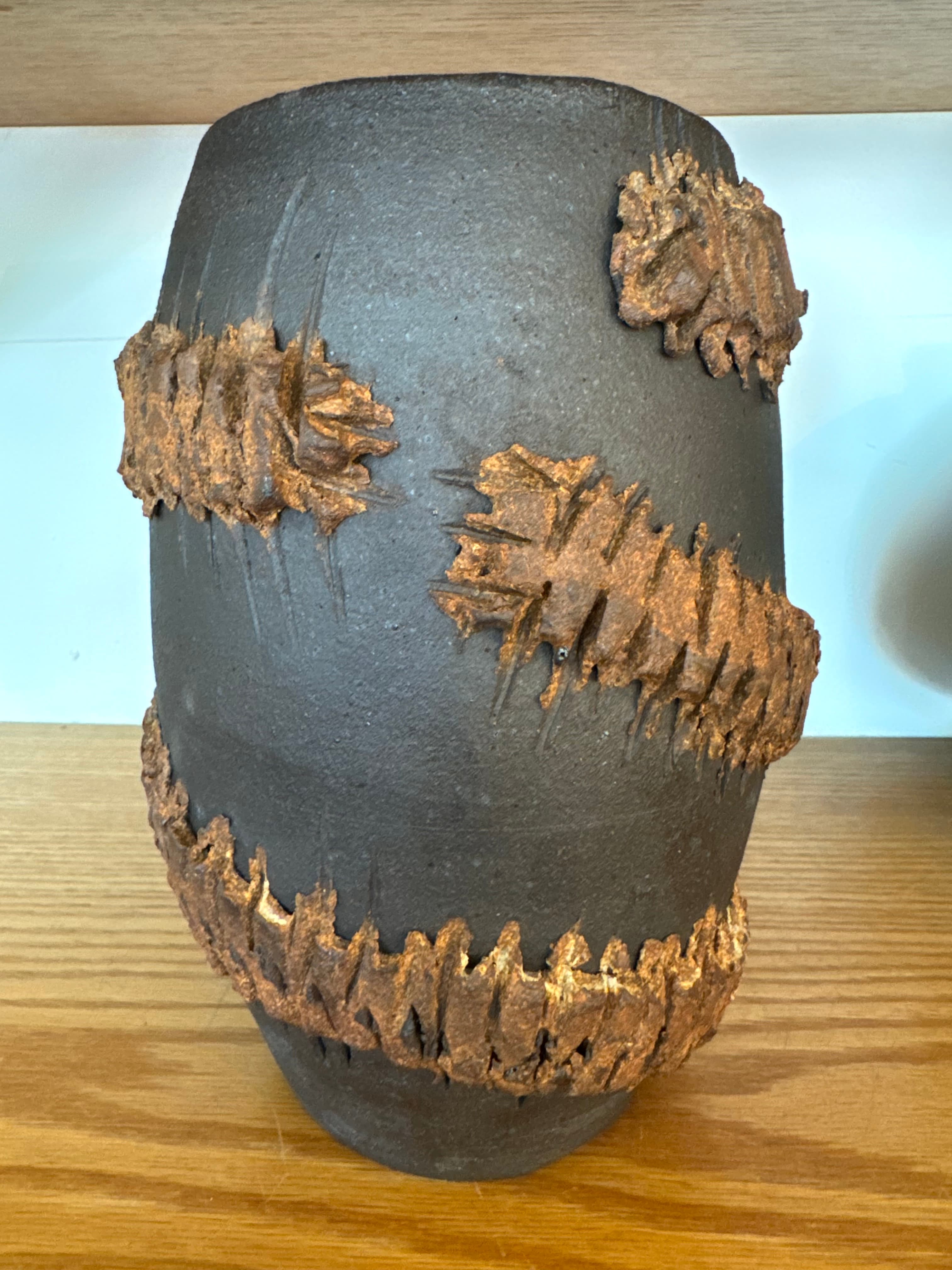 Black/ Brown Textured Ceramic Vase