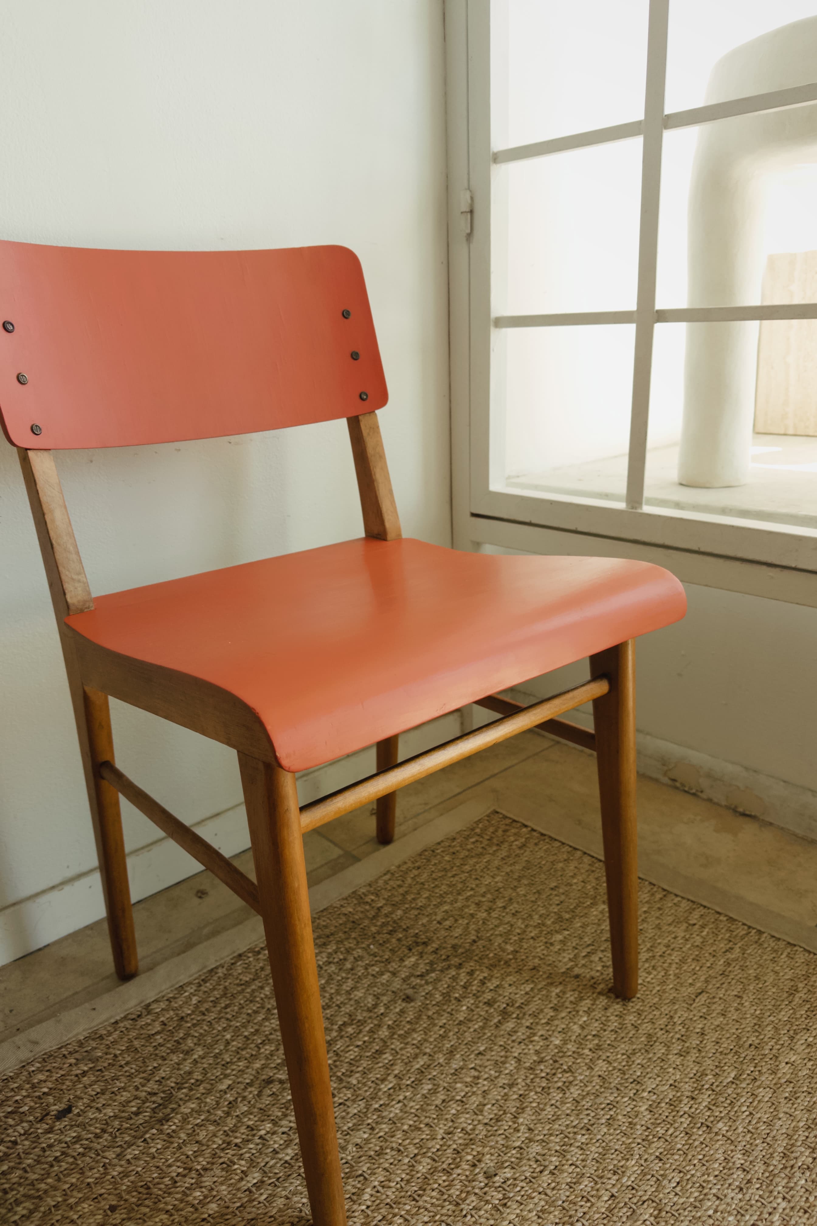 1960's Plywood Orange Chair