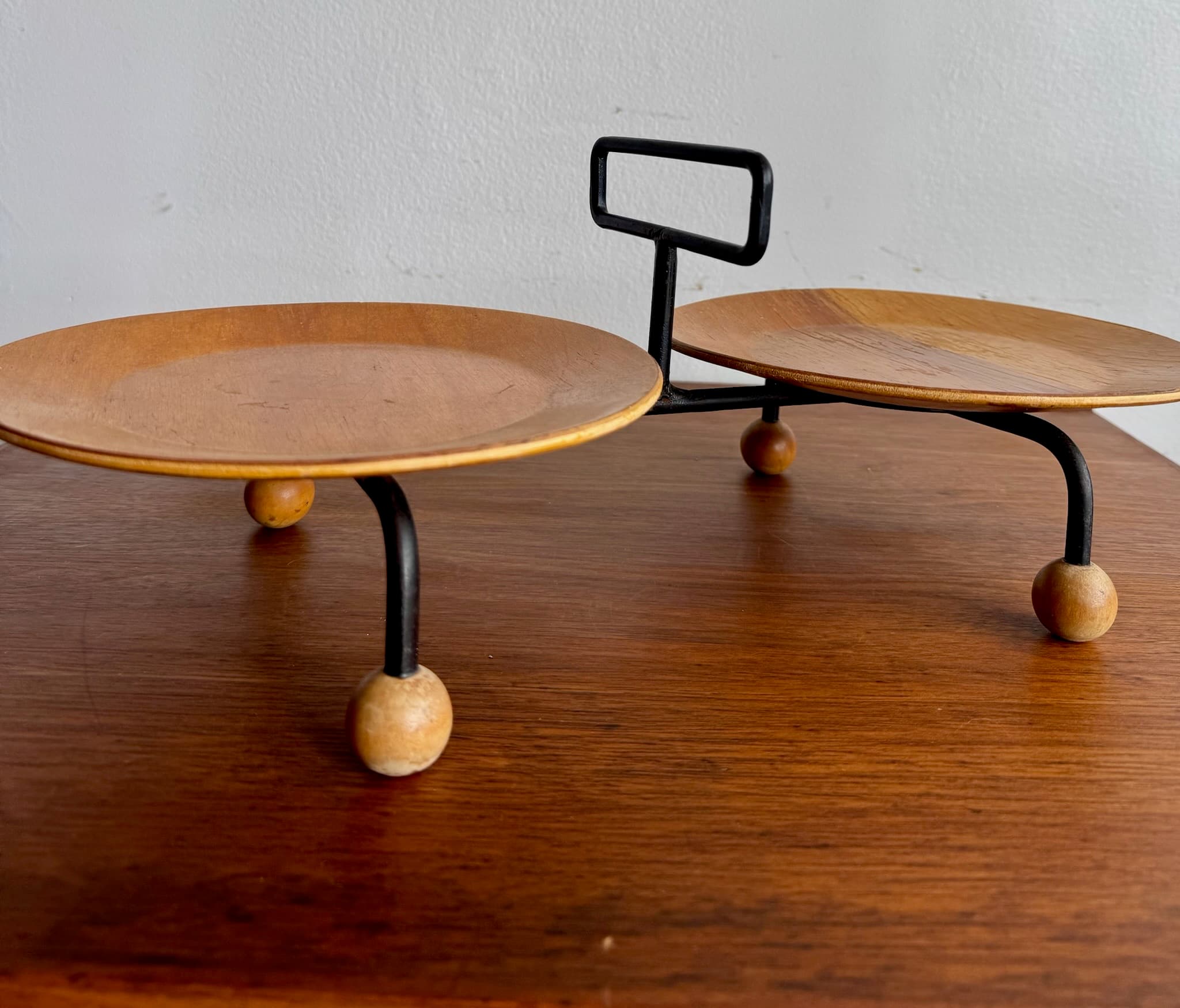 Tony Paul 2 Plate Iron and Wood Serving Tray