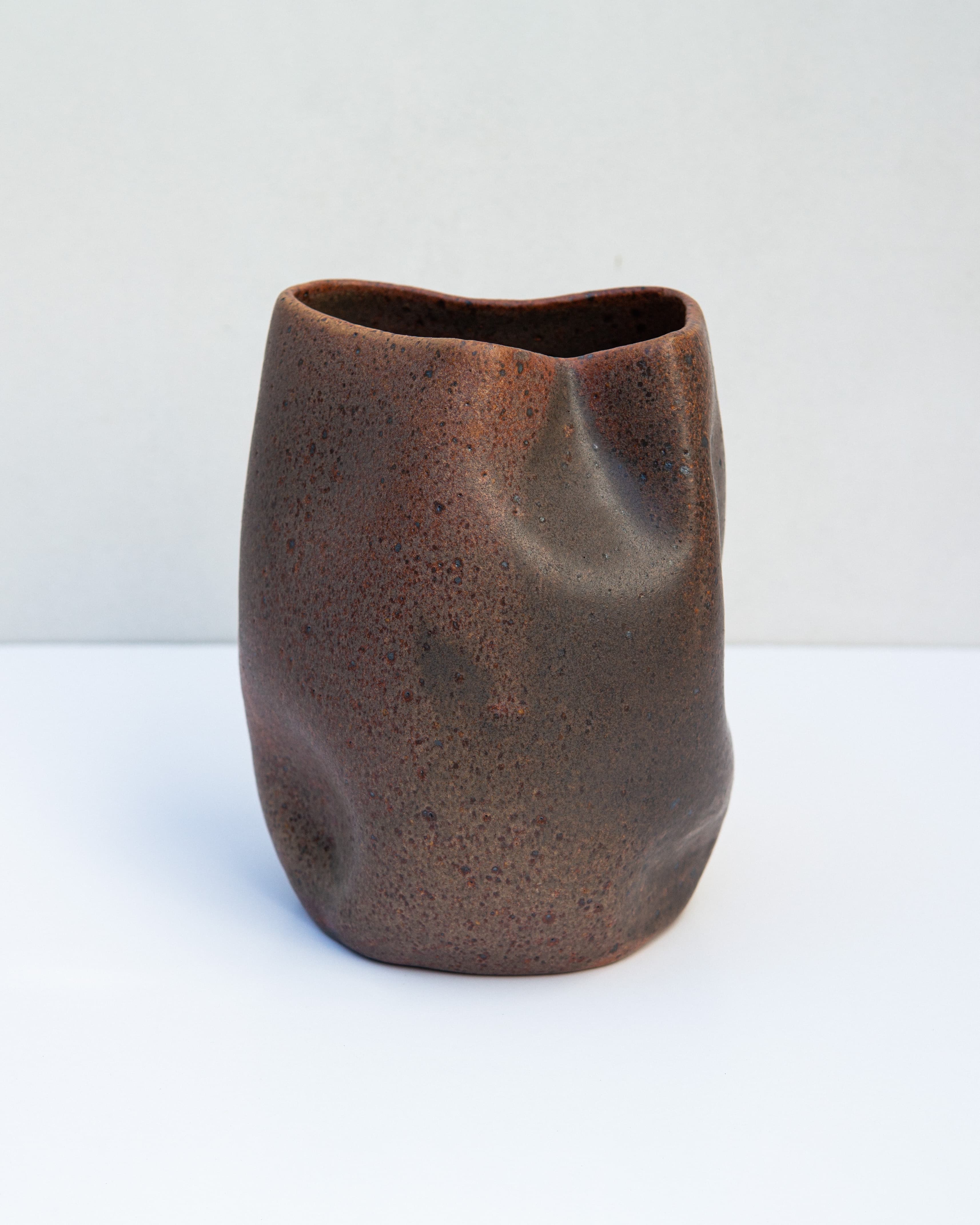 Reddish Brown Crushed Vase