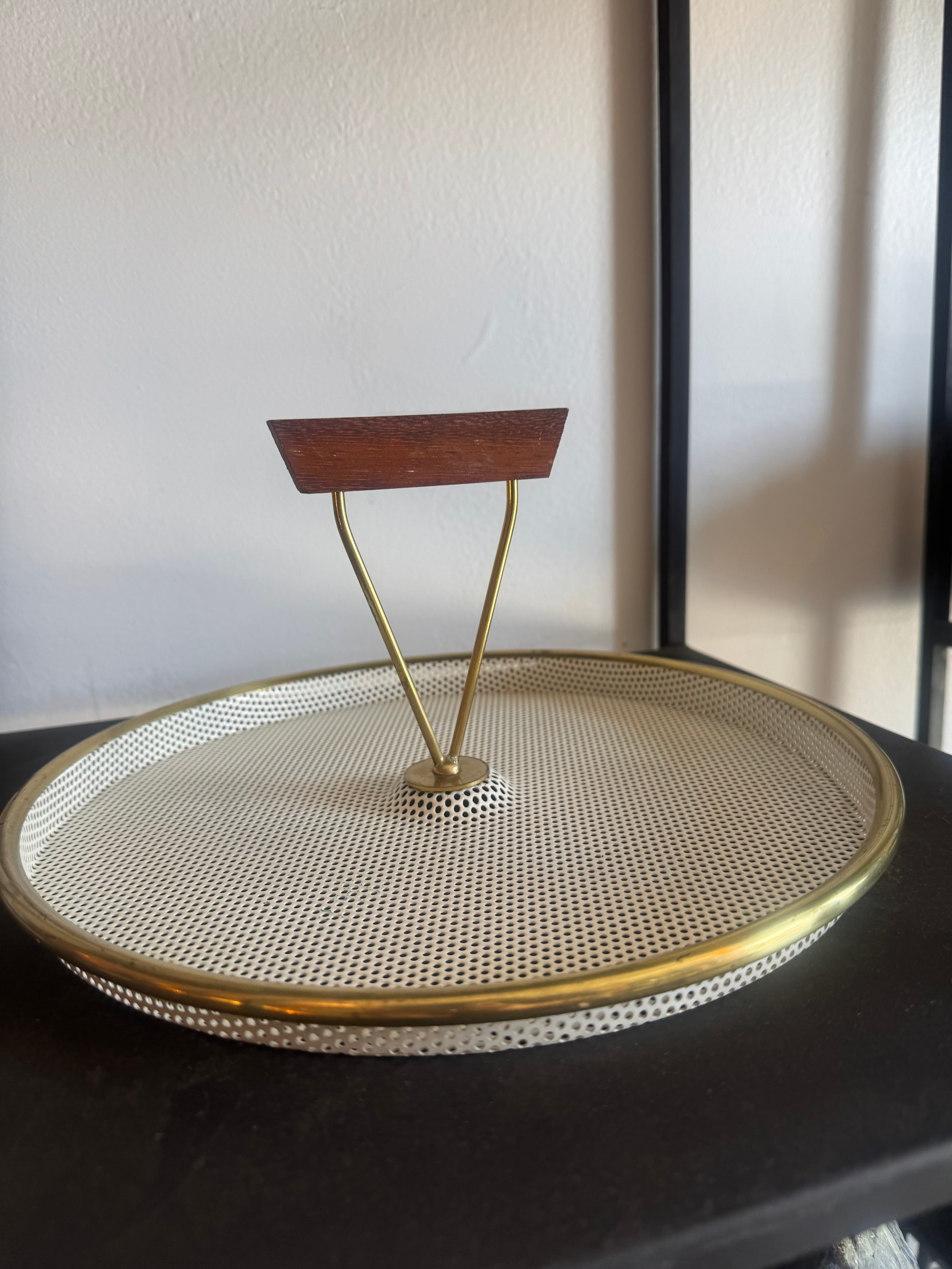 1950's White Perforated Metal Tray