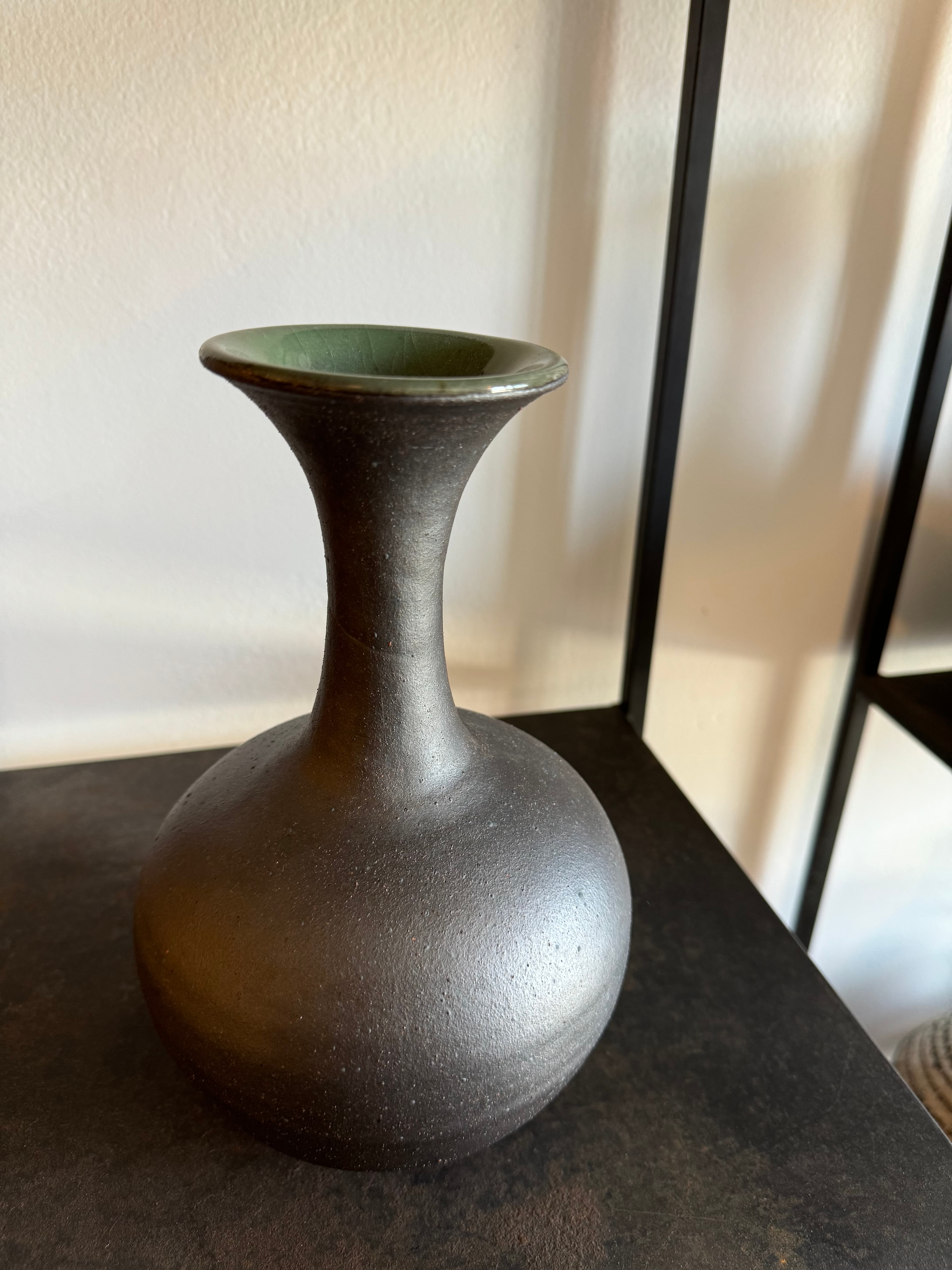 Black Clay with Green Vase