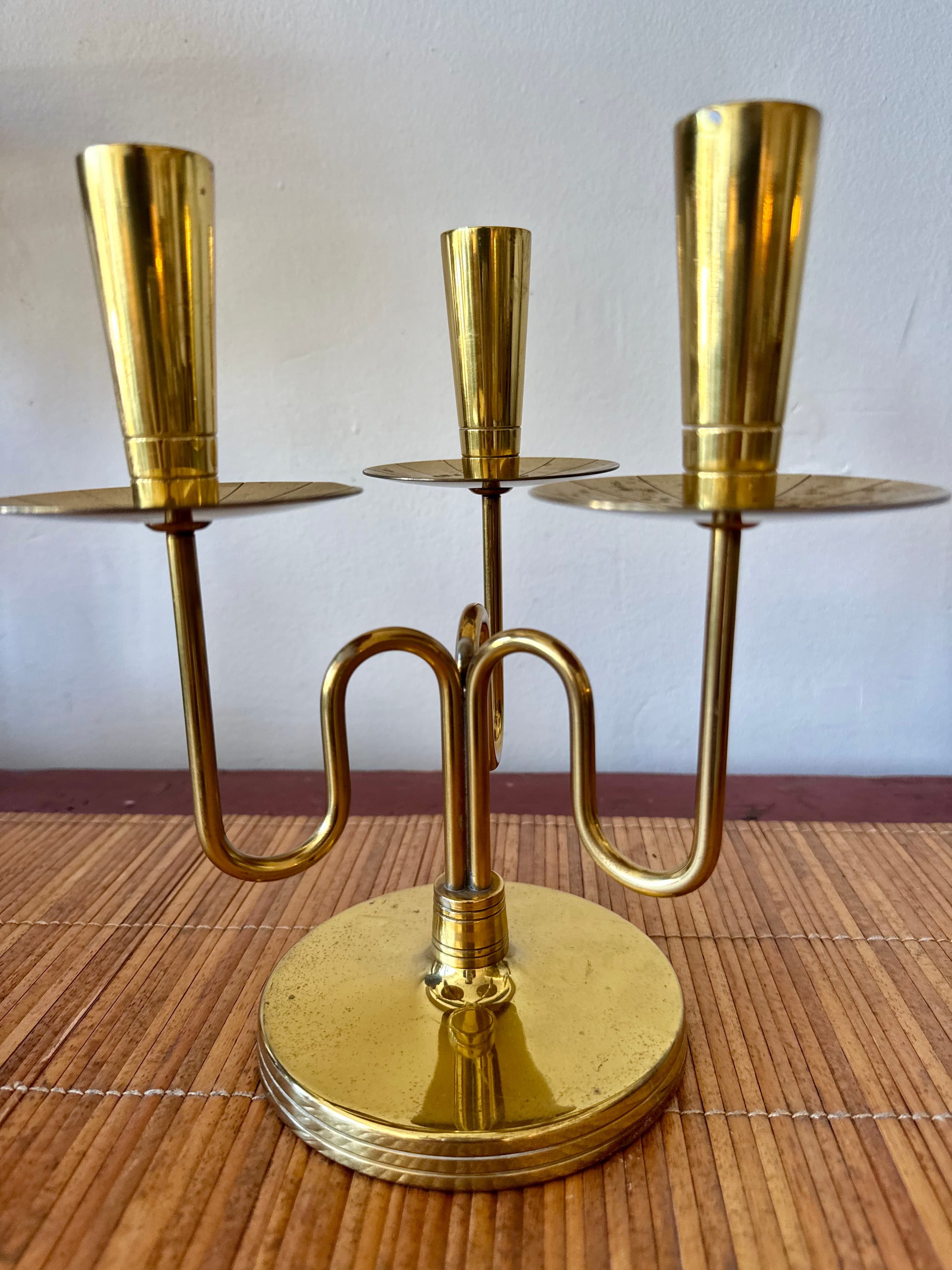 Mid-Century Brass Candelabra by Tommi Parzinger