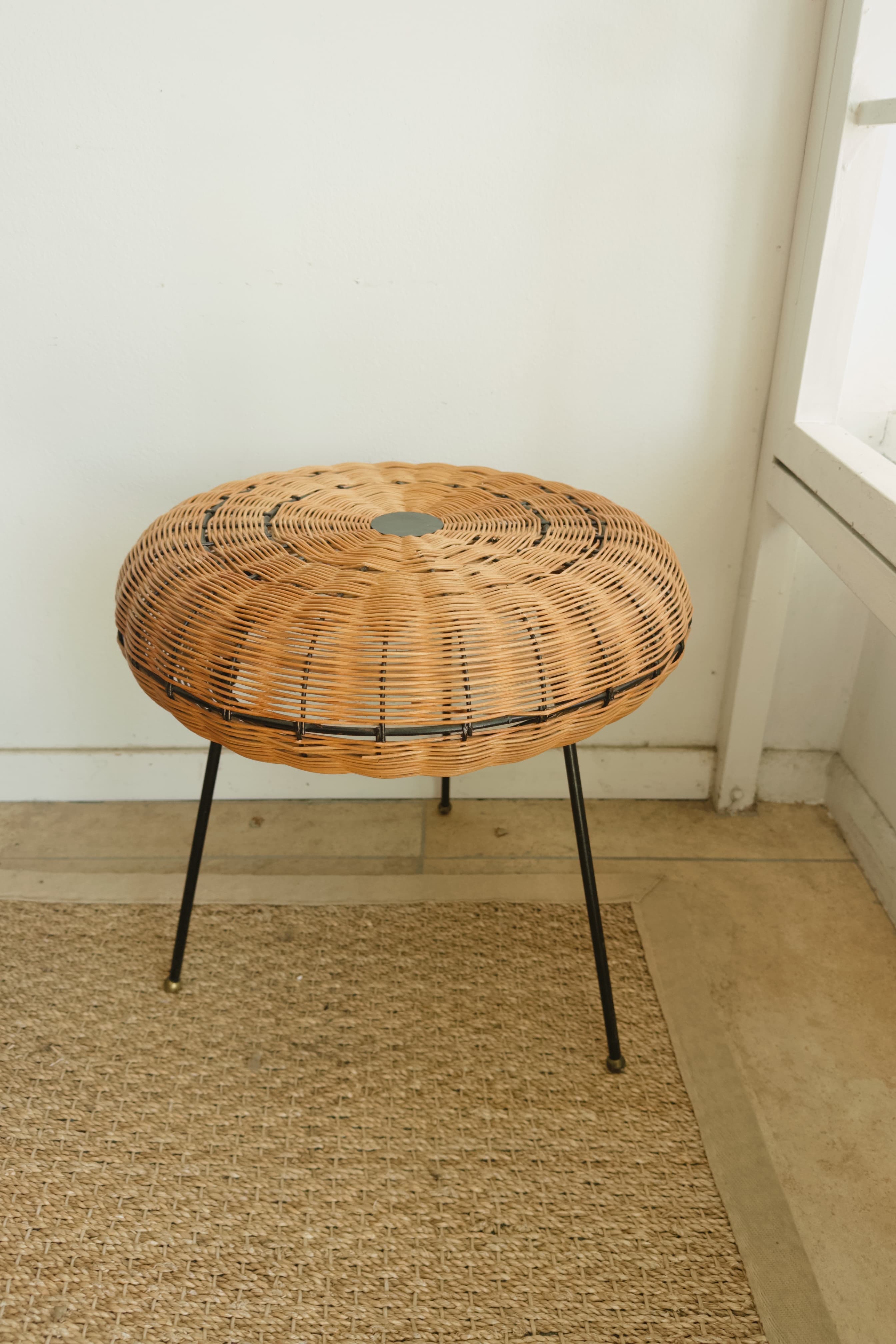 MCM French Rattan Stool/ Table