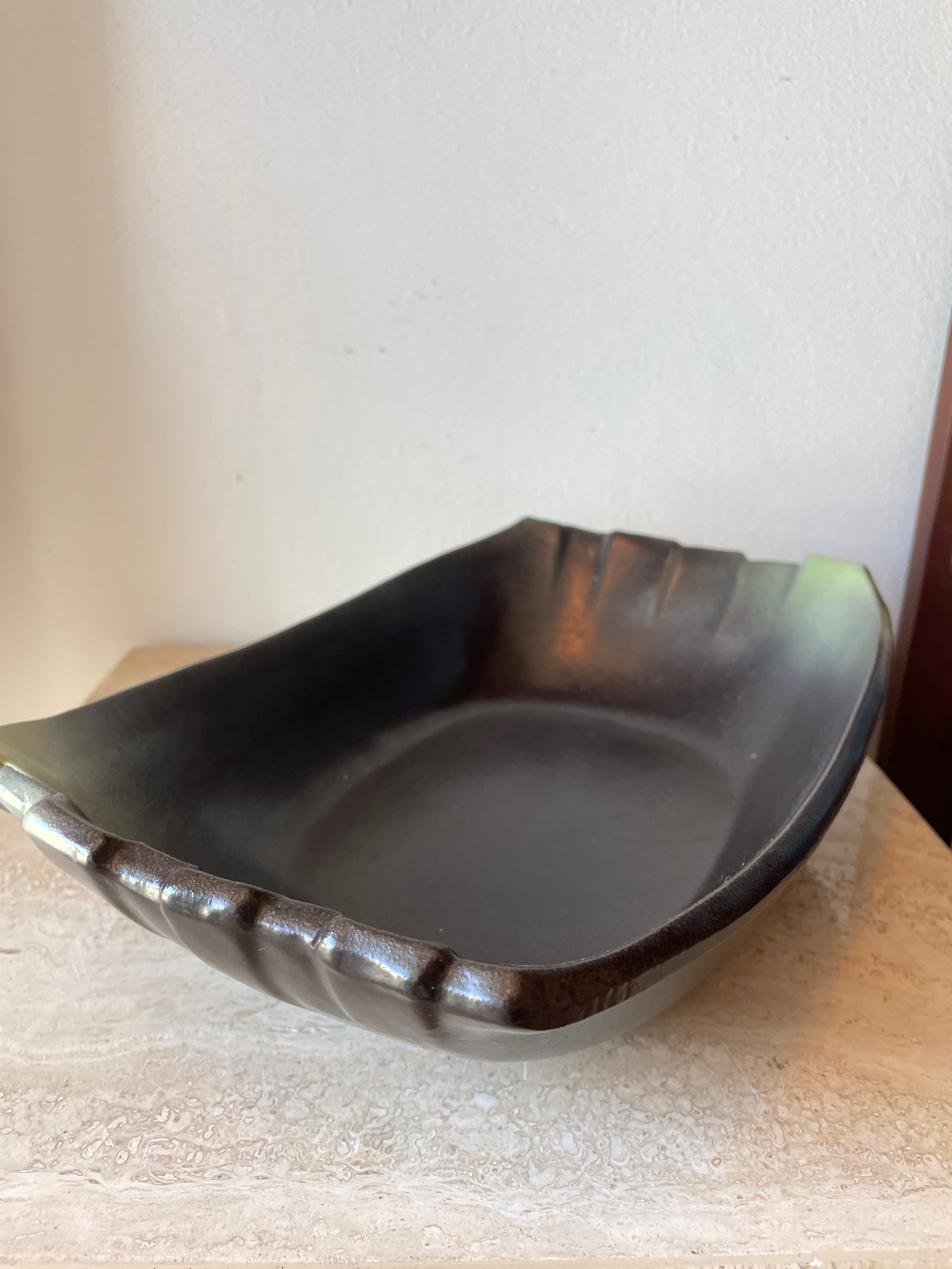 Vintage Green/ Black Ceramic Dish