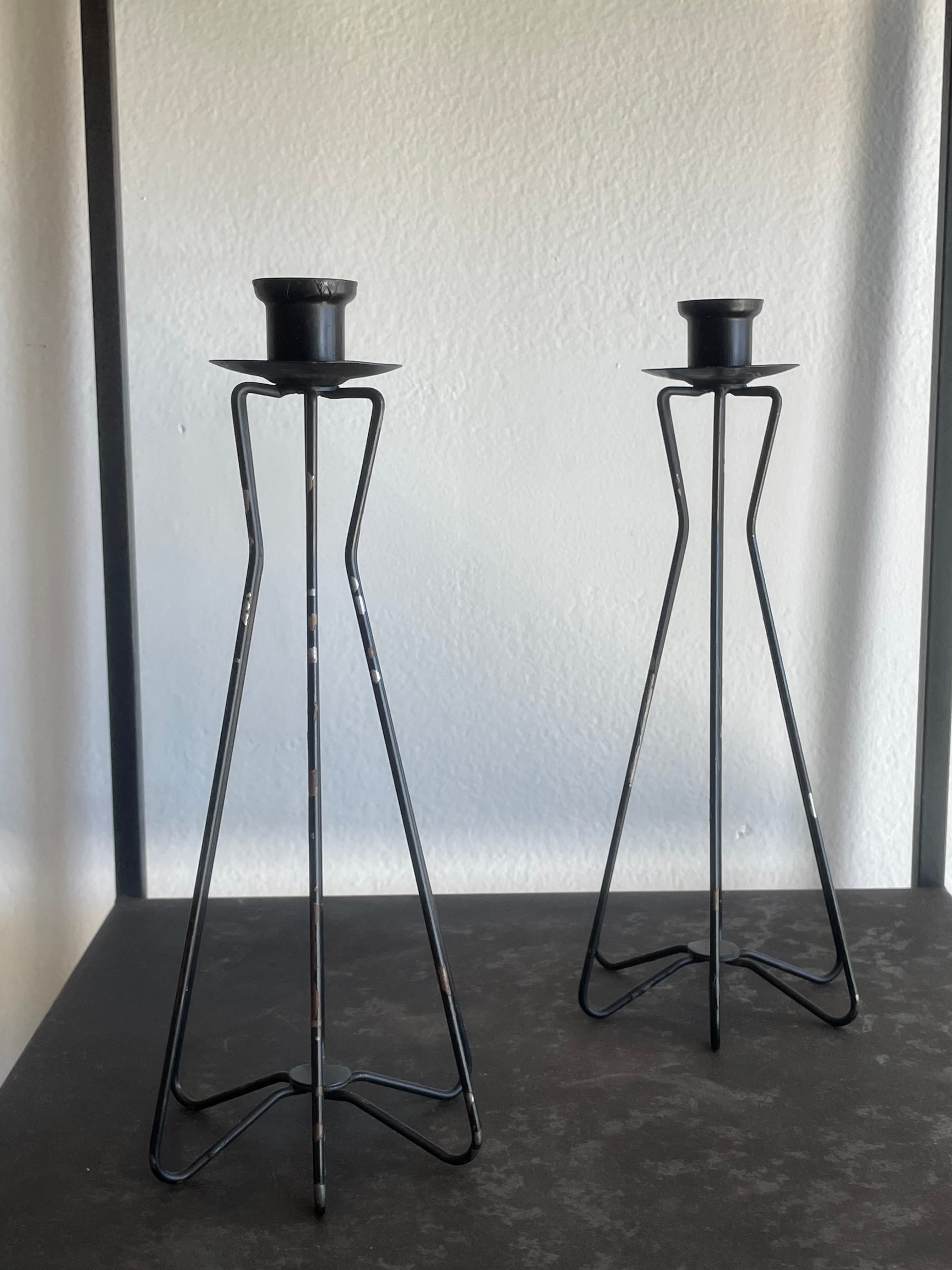 Pair of Iron Candlestick Holders by Ferris Shacknove
