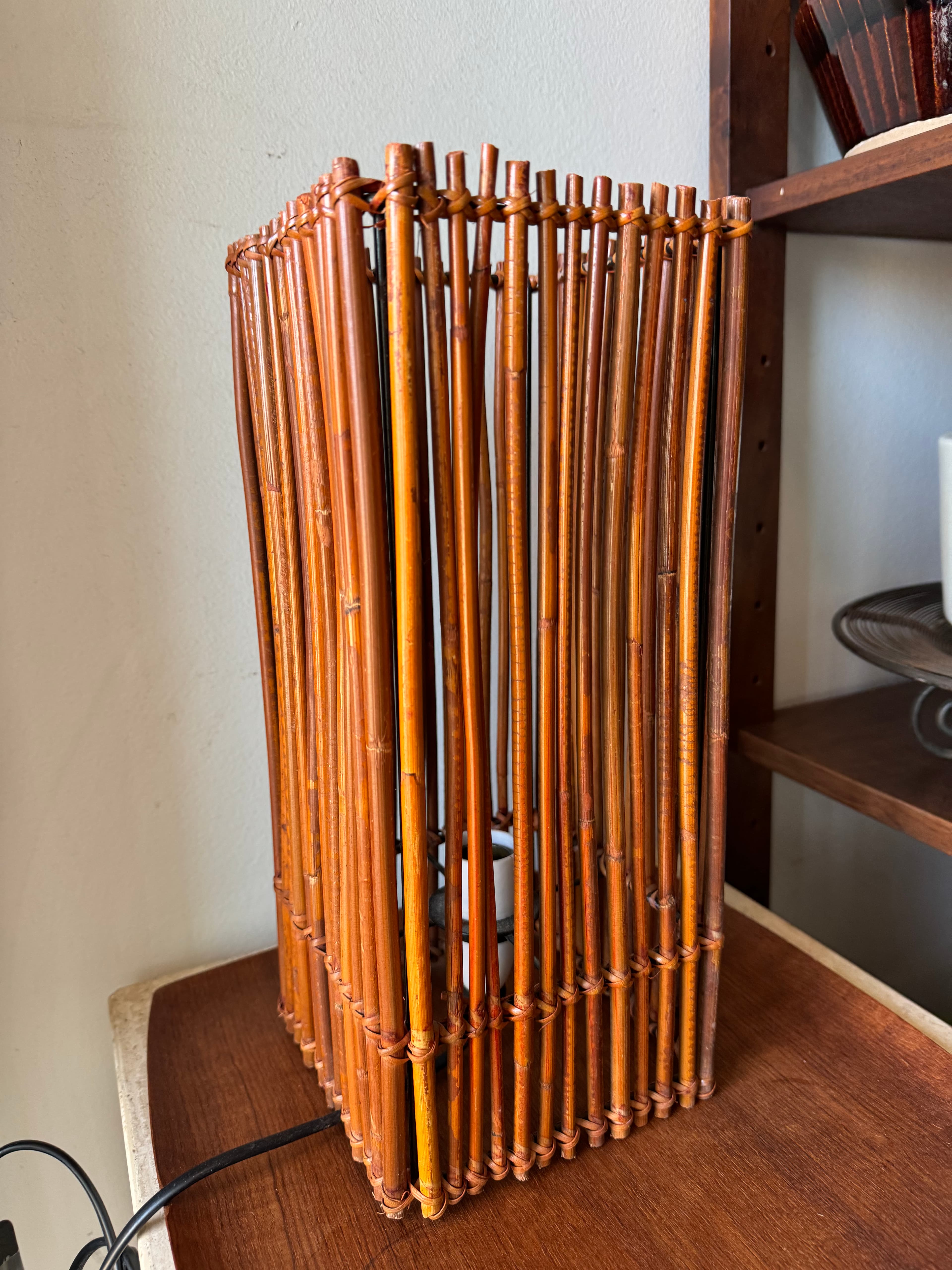 1960's French Bamboo Rattan Lamp