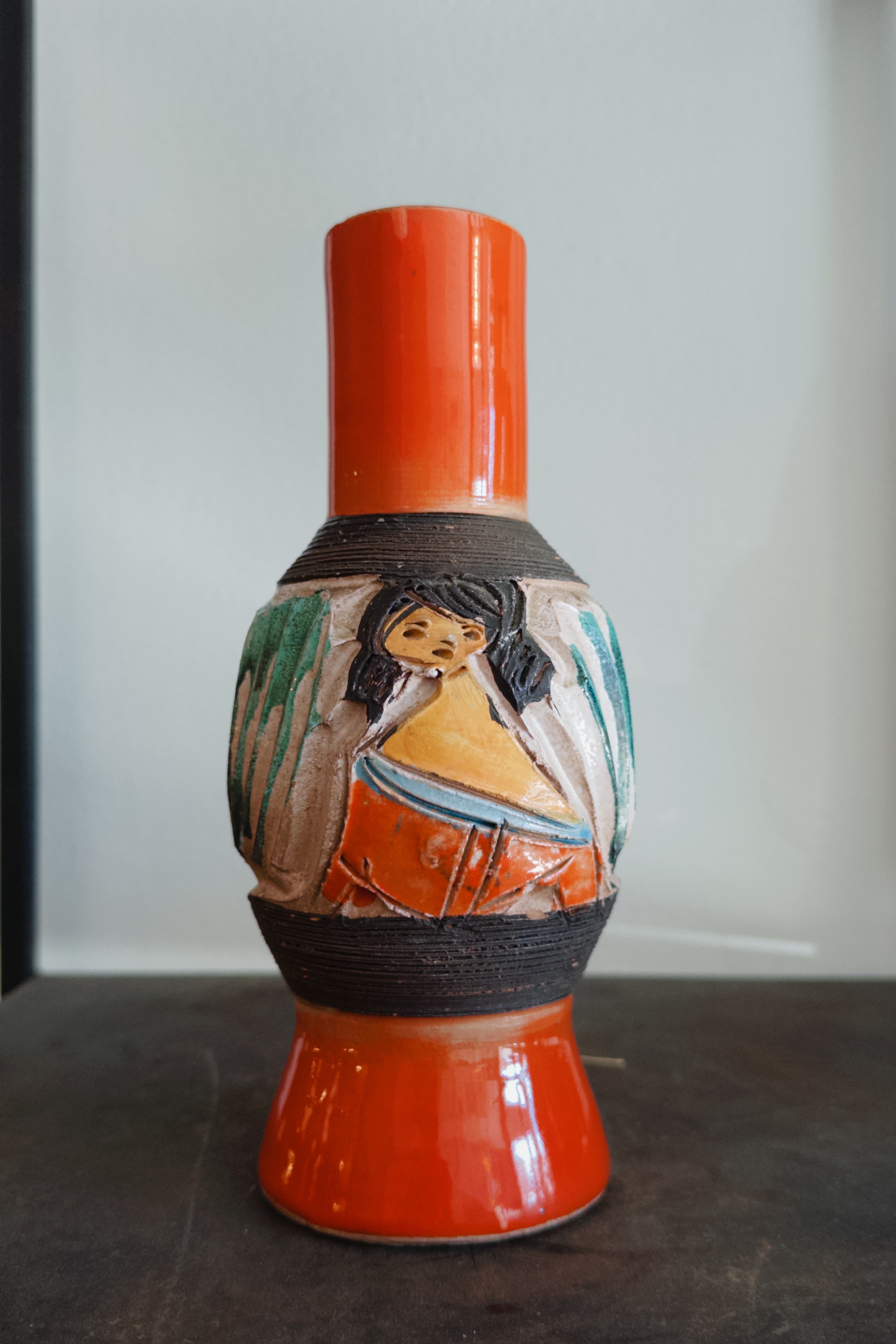 MCM Vintage Ceramic Italian 'Fratelli Fanciullacci' Vase - Portrait of a woman