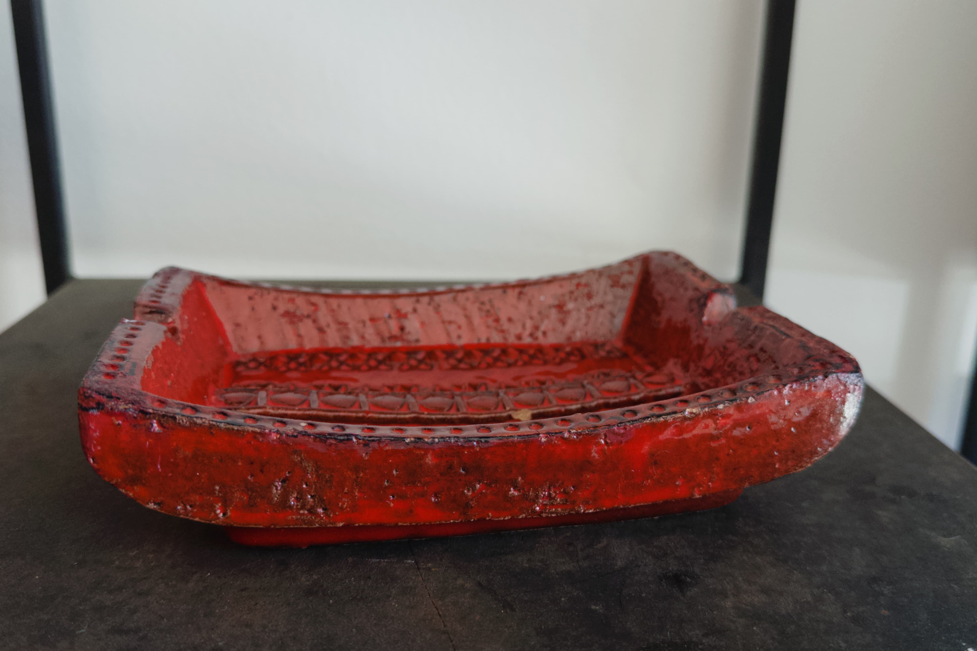 1960's Italian Red Ashtray - Aldo Londi for Bitossi