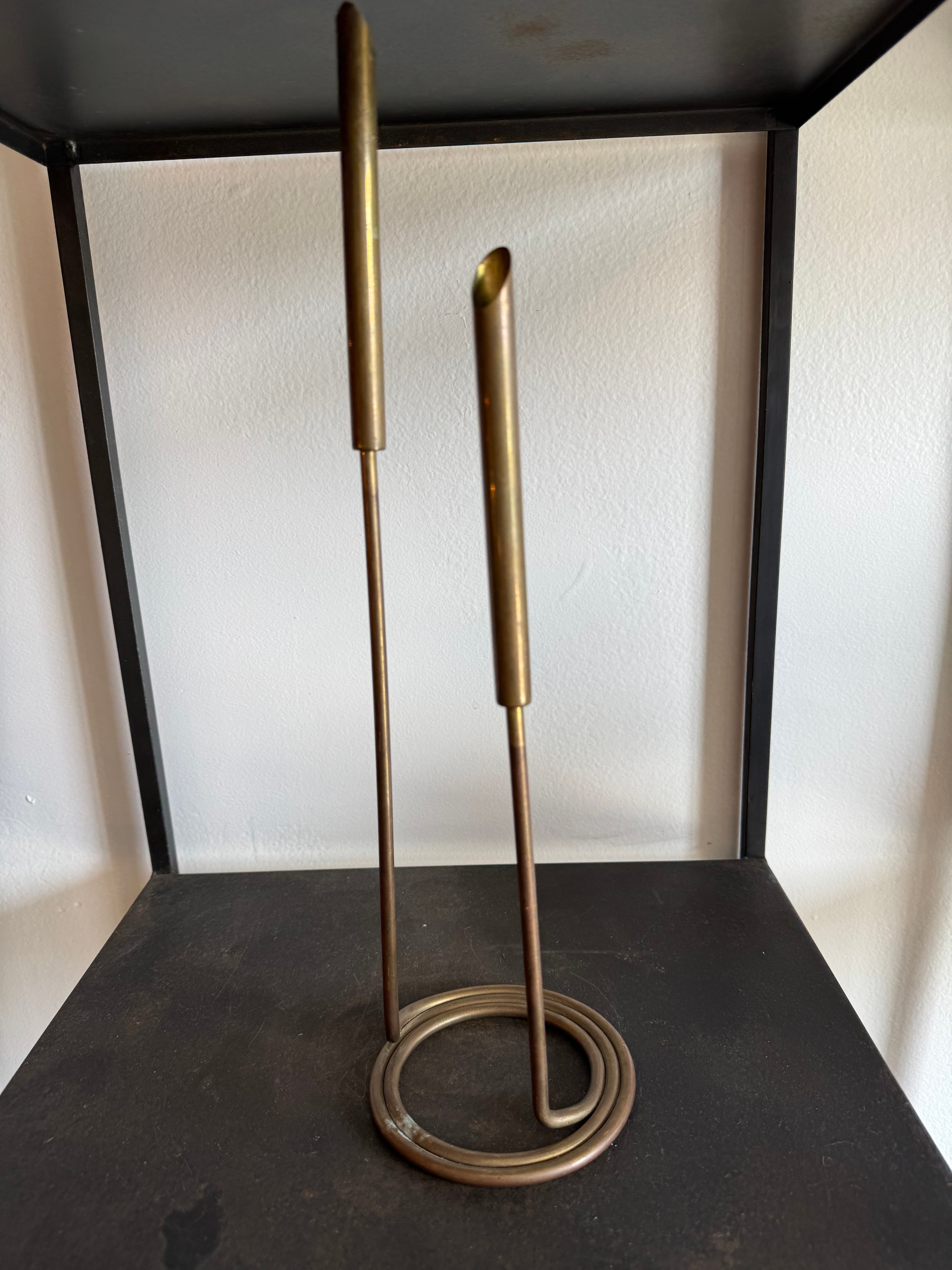 1940's Austrian Brass Spriral Double Candleholder