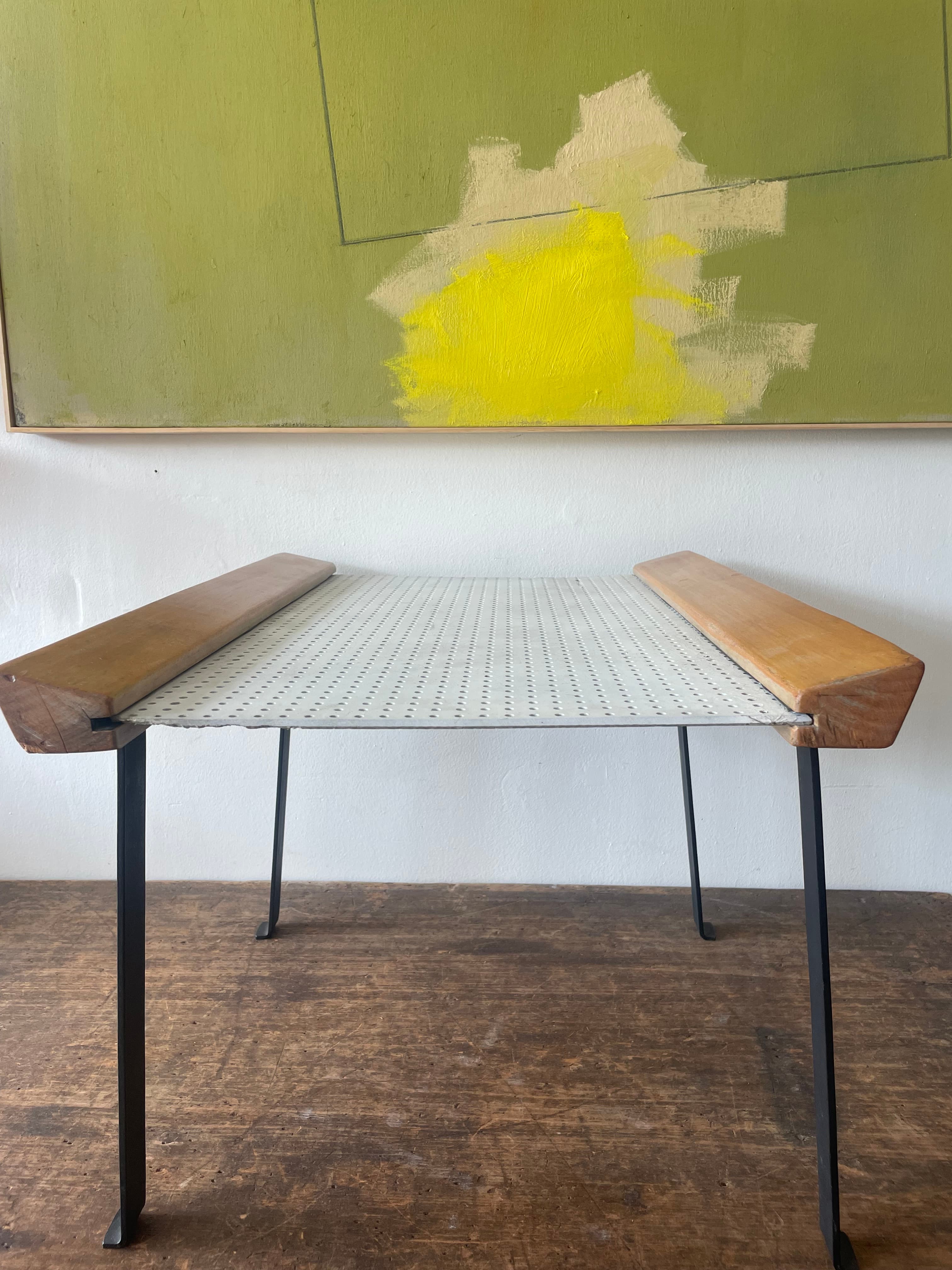 Iron and Pegboard MCM Ocassional Table