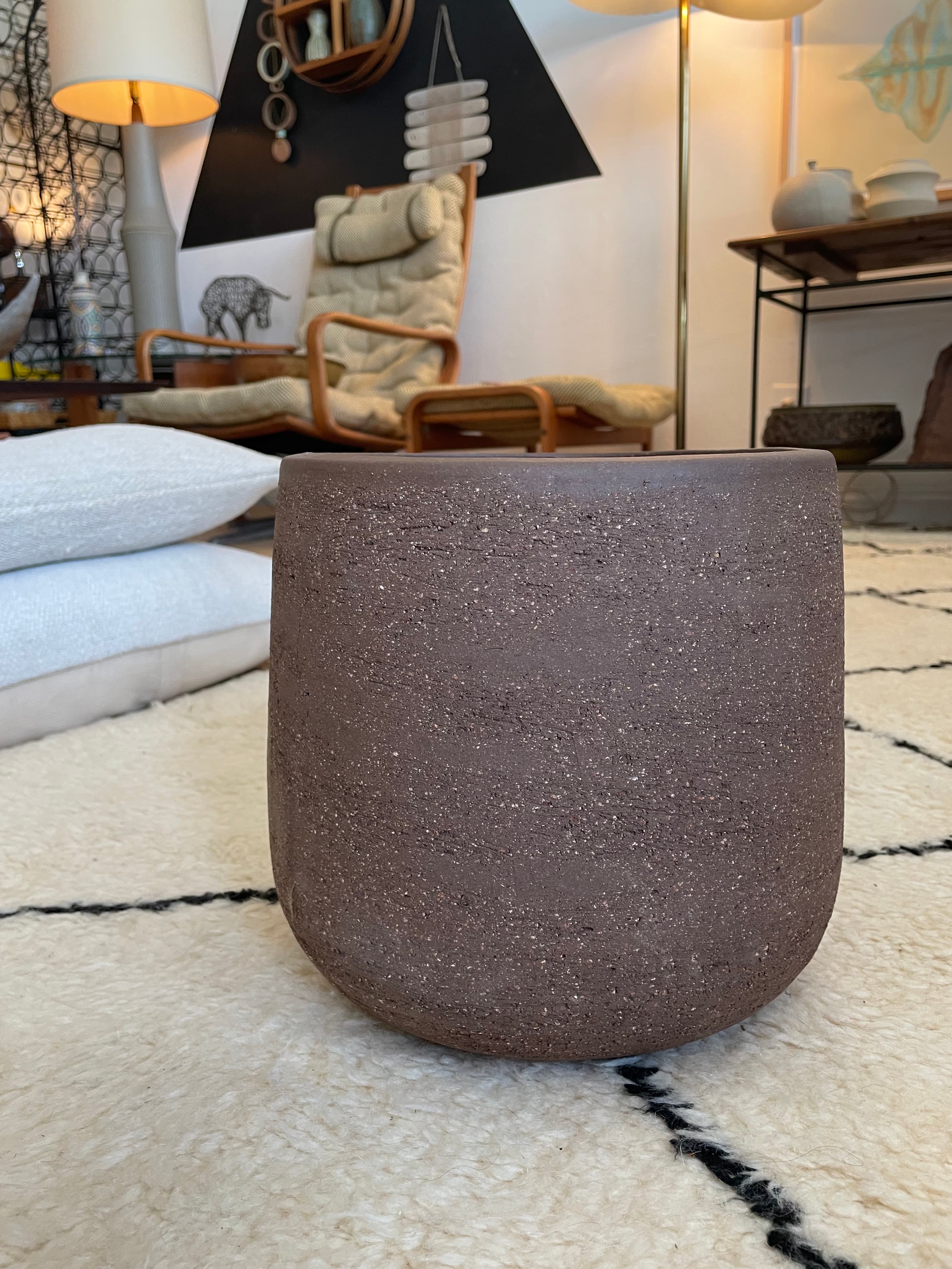 med brown ceramic planter - made in Italy