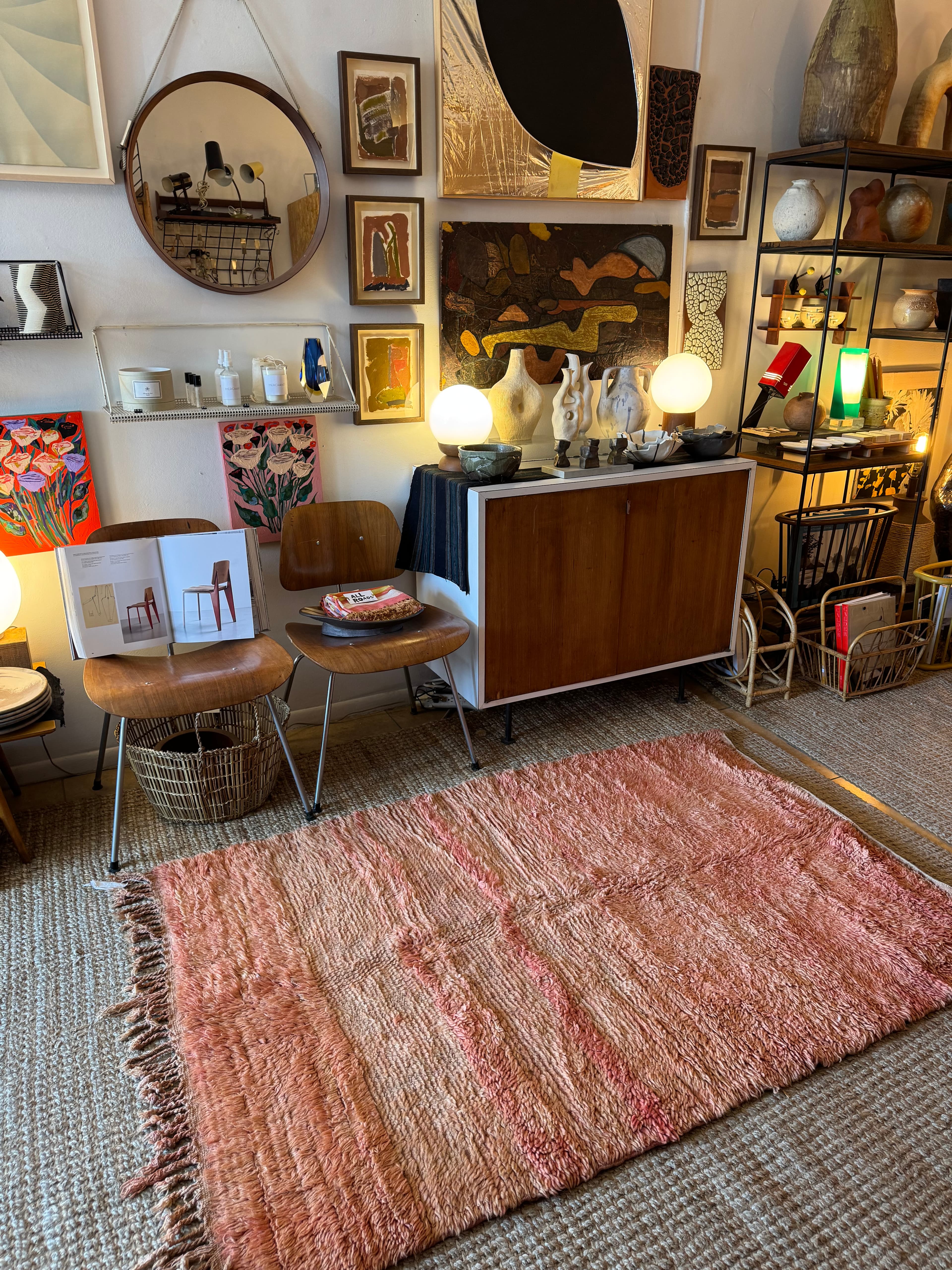 Abstract 1950's Pink Gradient Boujad Rug