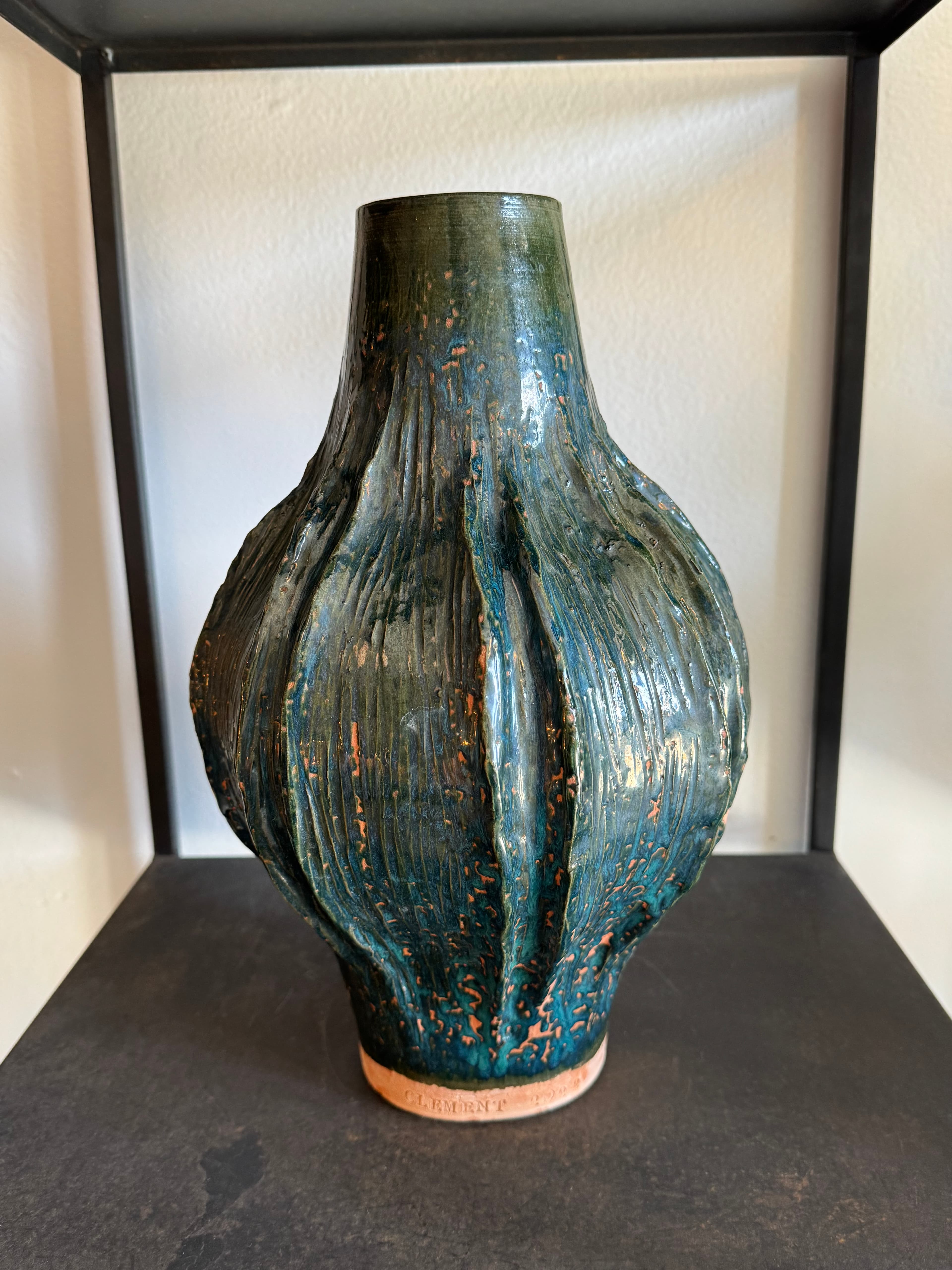 Teal Biomorphic Vase